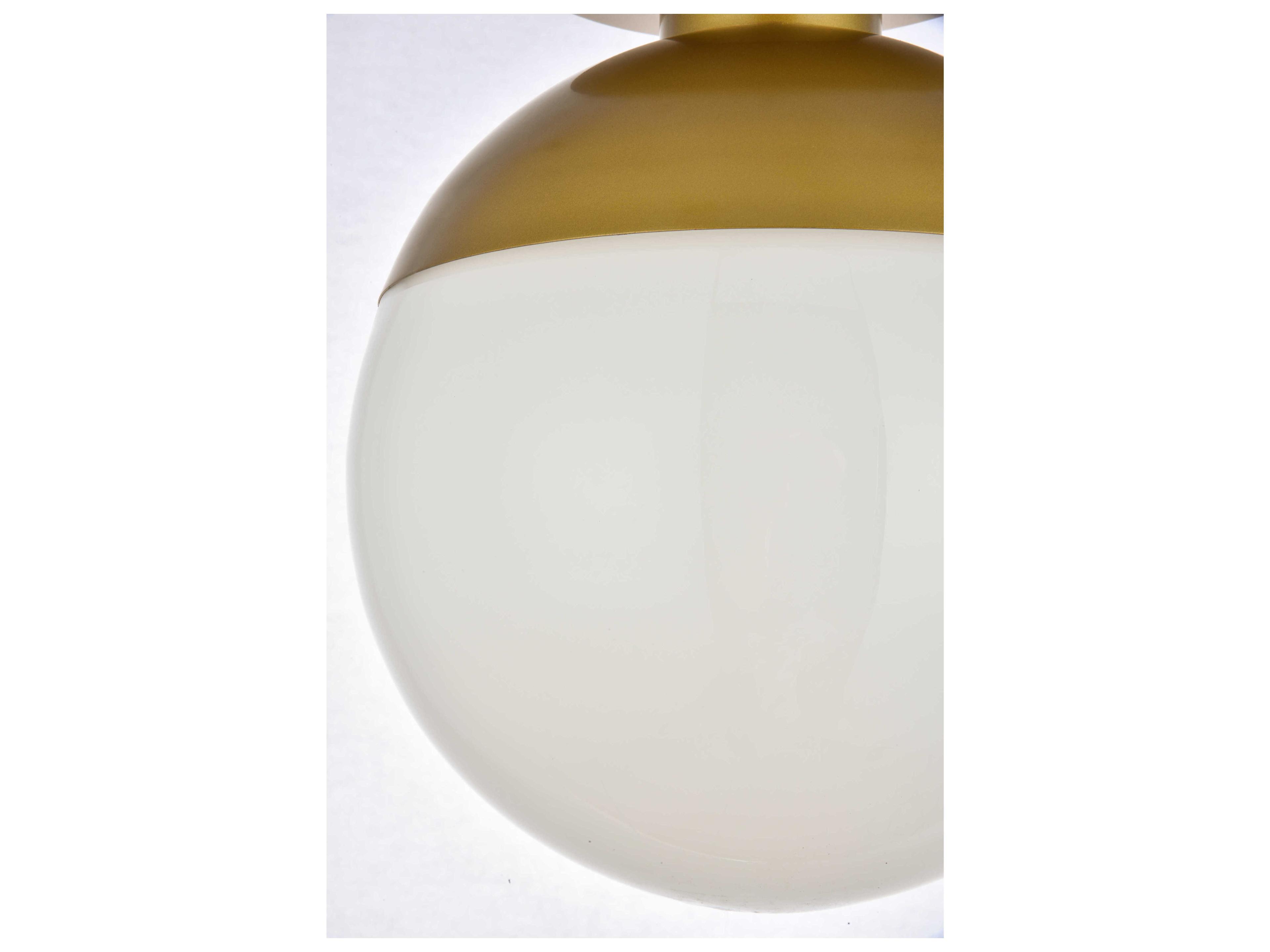 Elegant Lighting Eclipse 1-Light Brass Glass Globe Semi Flush Mount