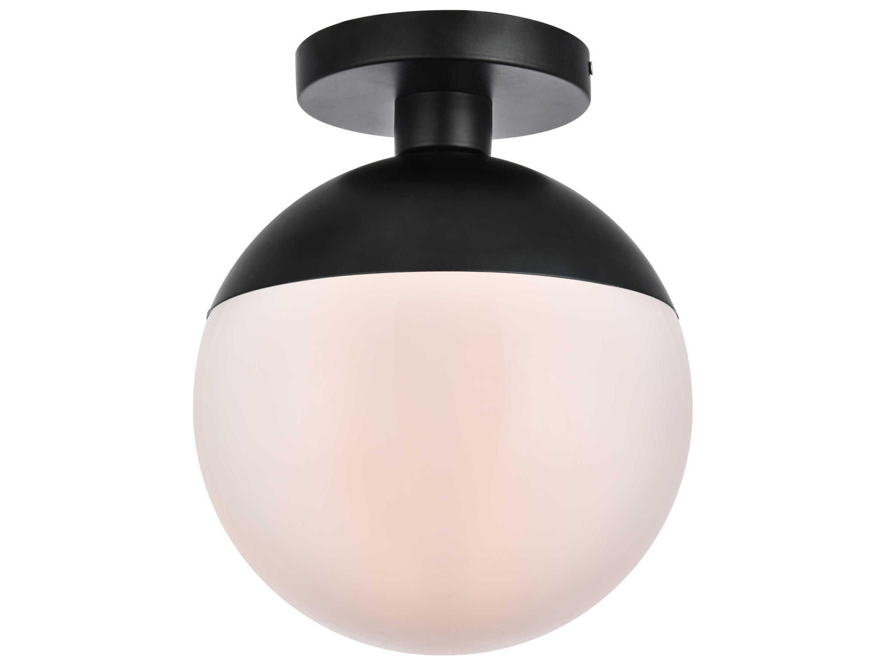 Elegant Lighting Eclipse 1-Light Black Glass Globe Semi Flush Mount