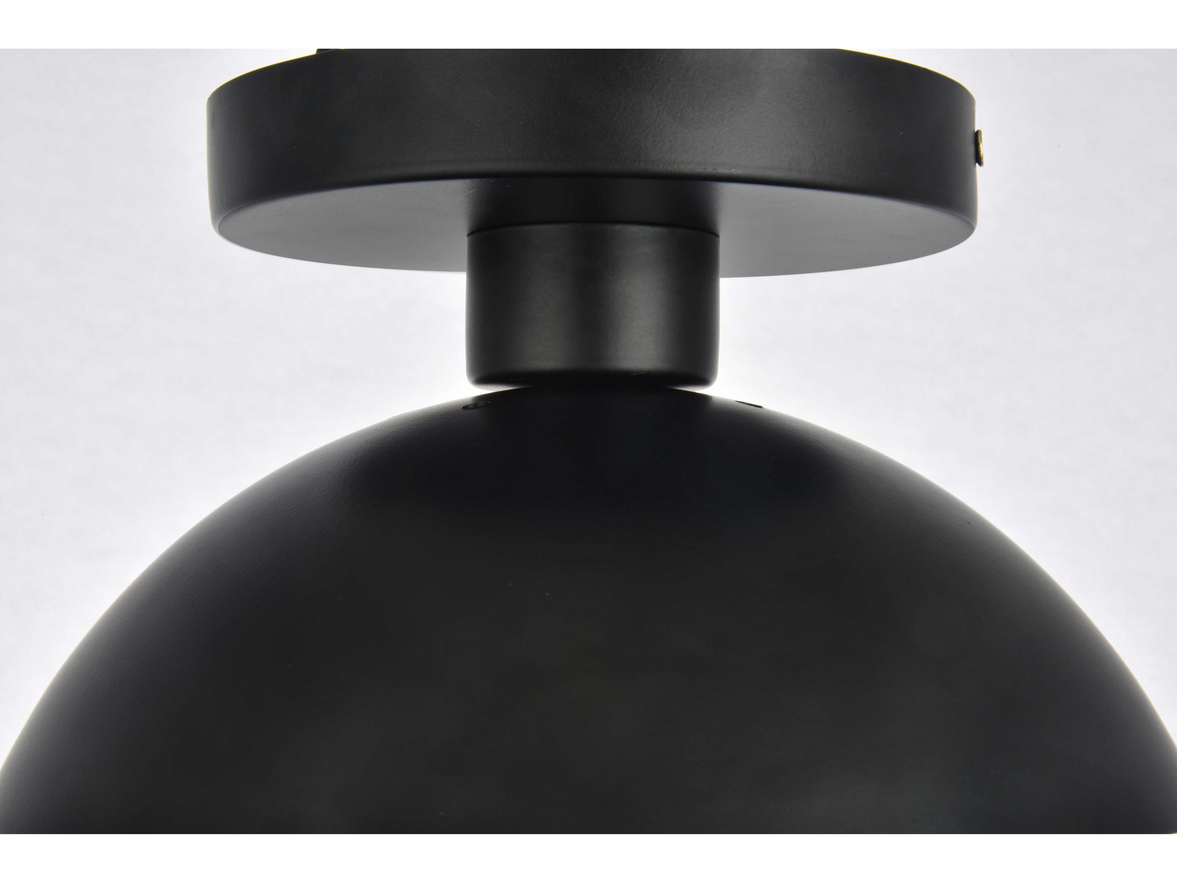 Elegant Lighting Eclipse 1-Light Black Glass Globe Semi Flush Mount