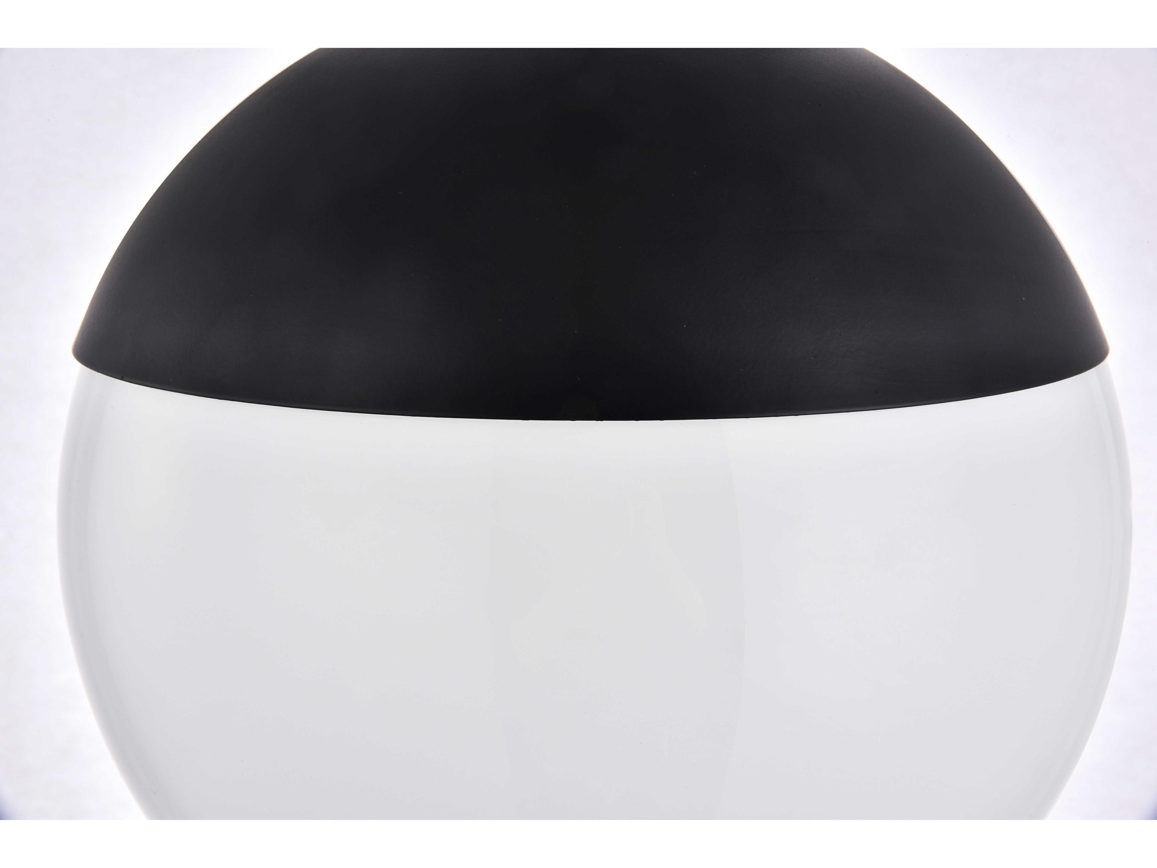 Elegant Lighting Eclipse 1-Light Black Glass Globe Semi Flush Mount