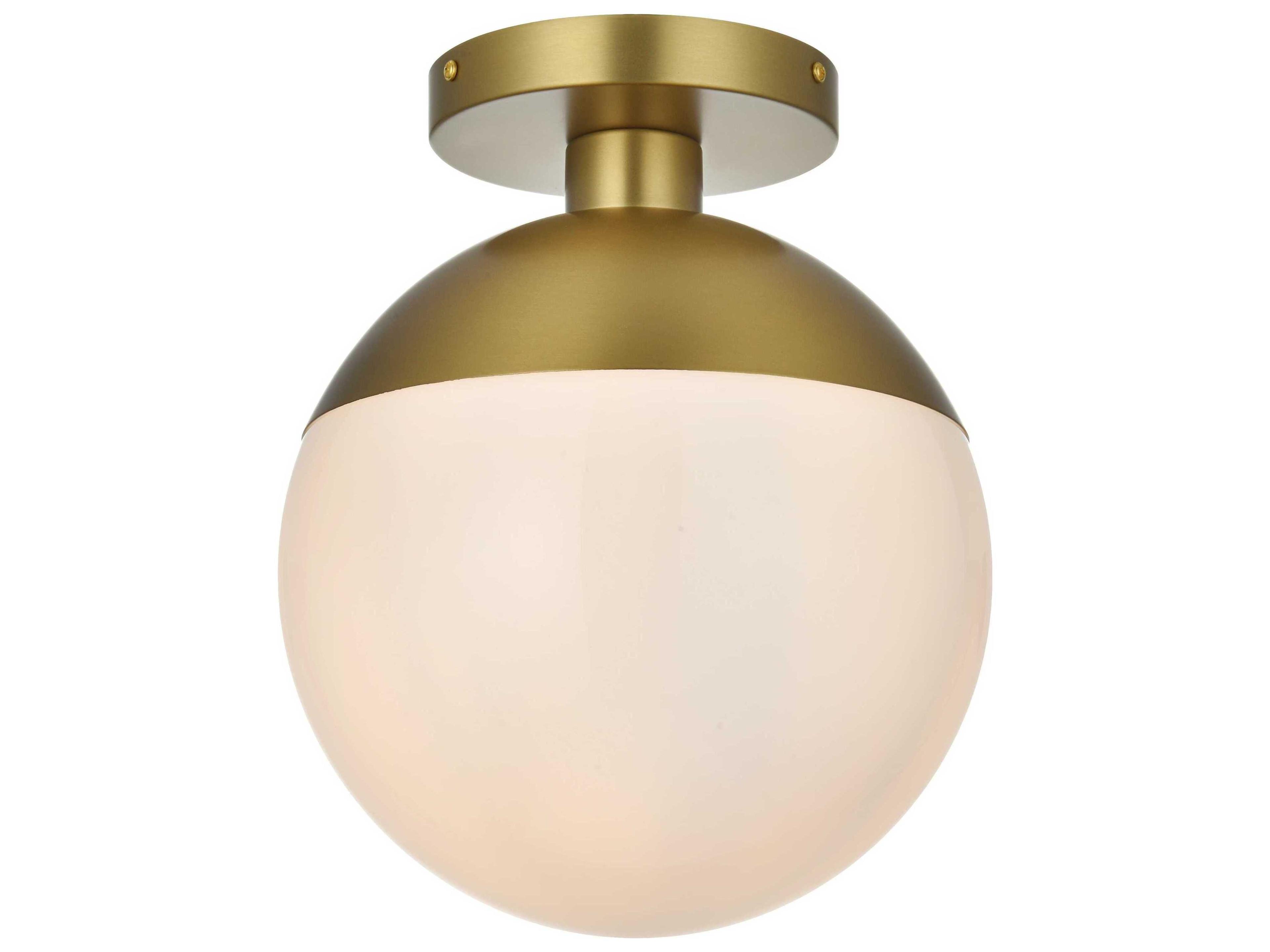 Elegant Lighting Eclipse 1-Light Satin Gold Globe Semi Flush Mount