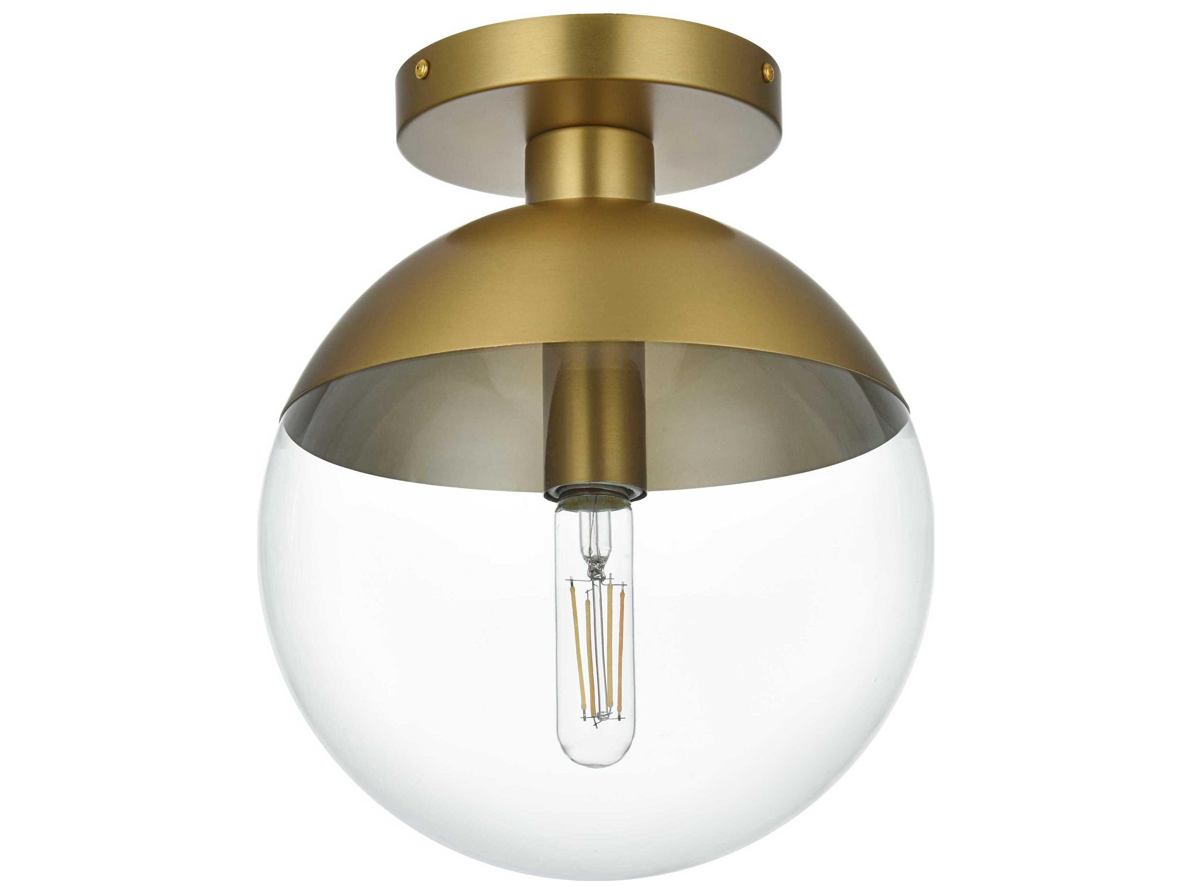 Elegant Lighting Eclipse 1-Light Satin Gold Globe Semi Flush Mount