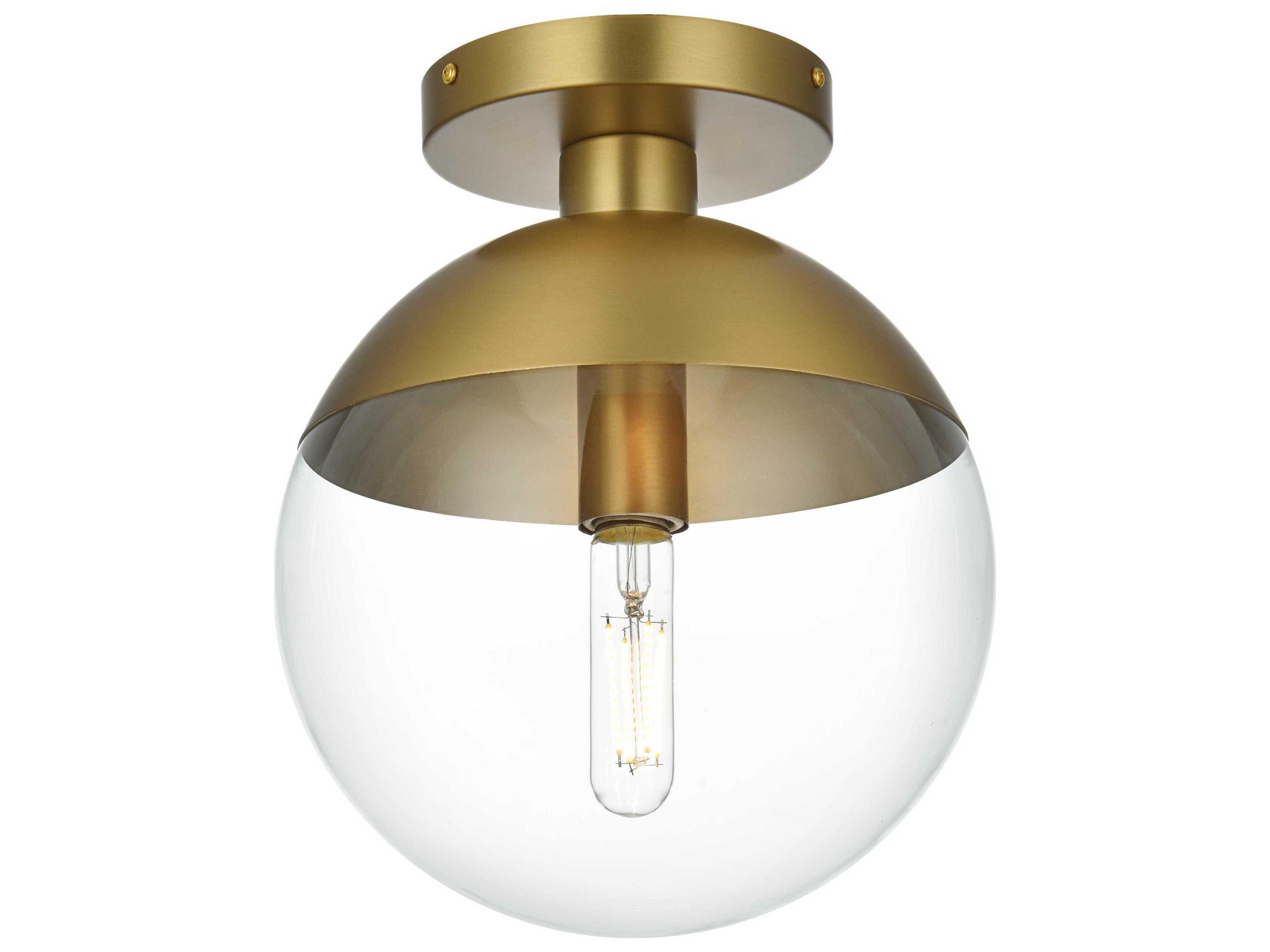 Elegant Lighting Eclipse 1-Light Satin Gold Globe Semi Flush Mount