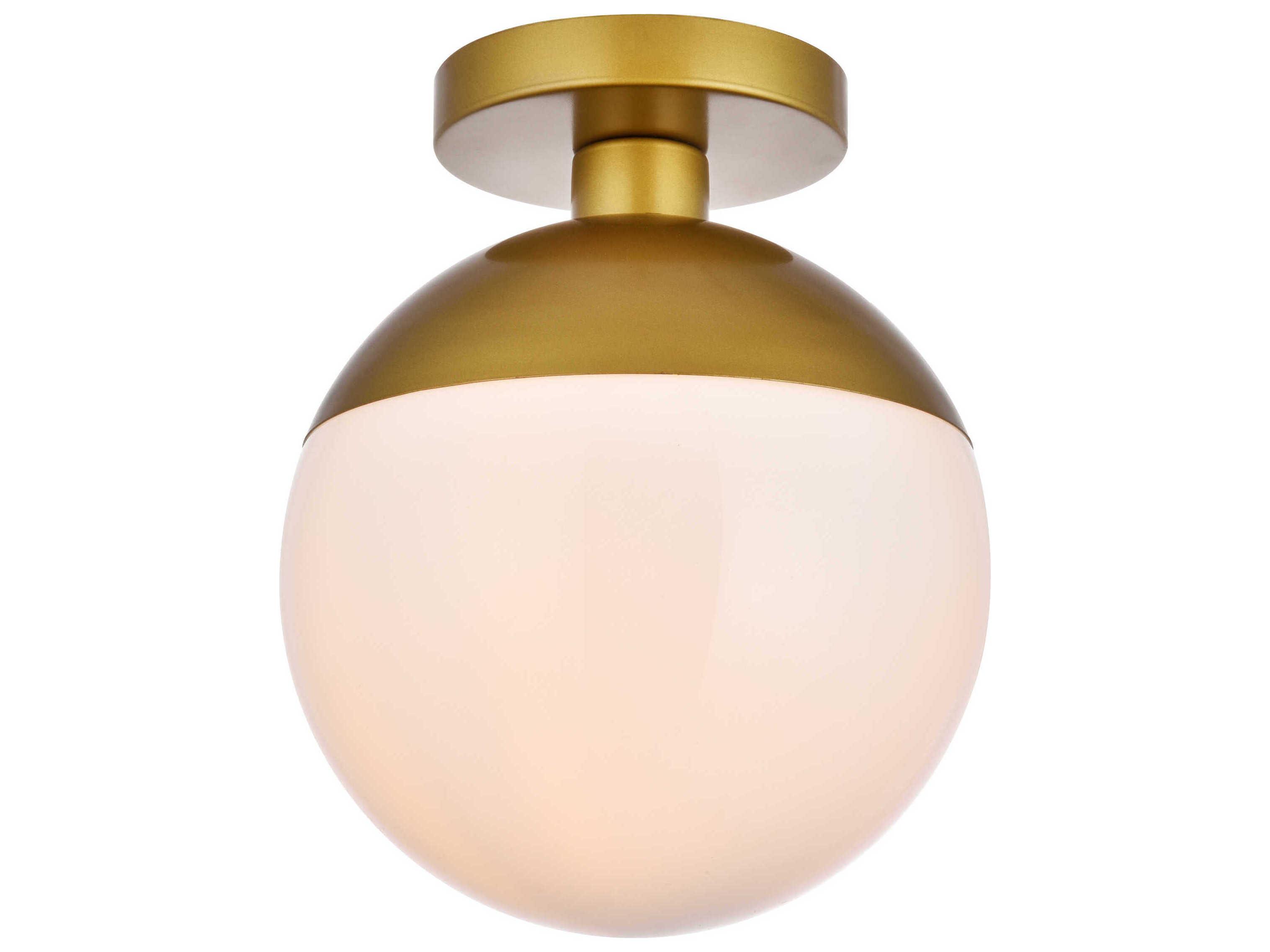 Elegant Lighting Eclipse 1-Light Brass Glass Globe Flush Mount