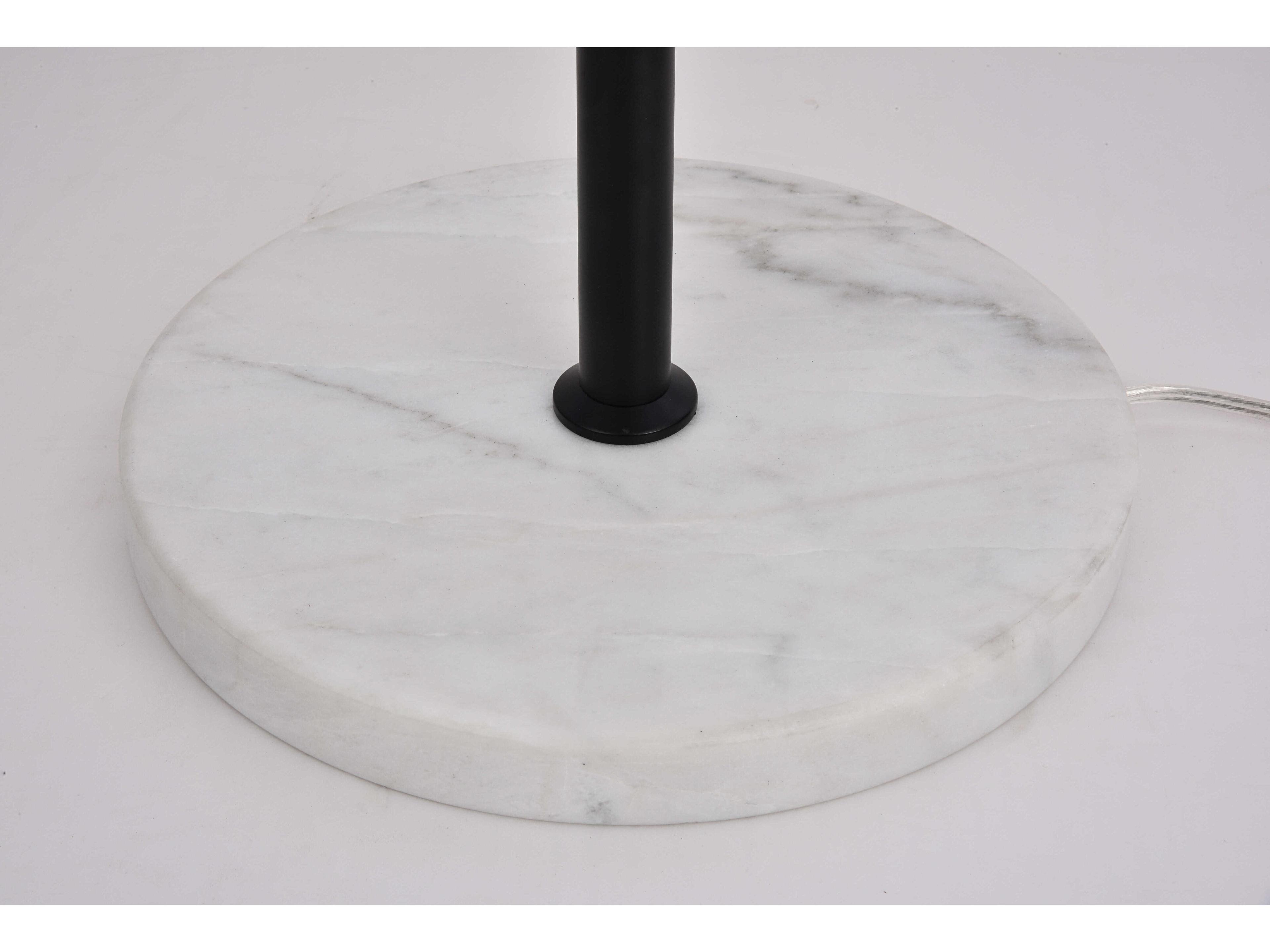 Elegant Lighting Eclipse Black Floor Lamp with Frosted White Glass Shade