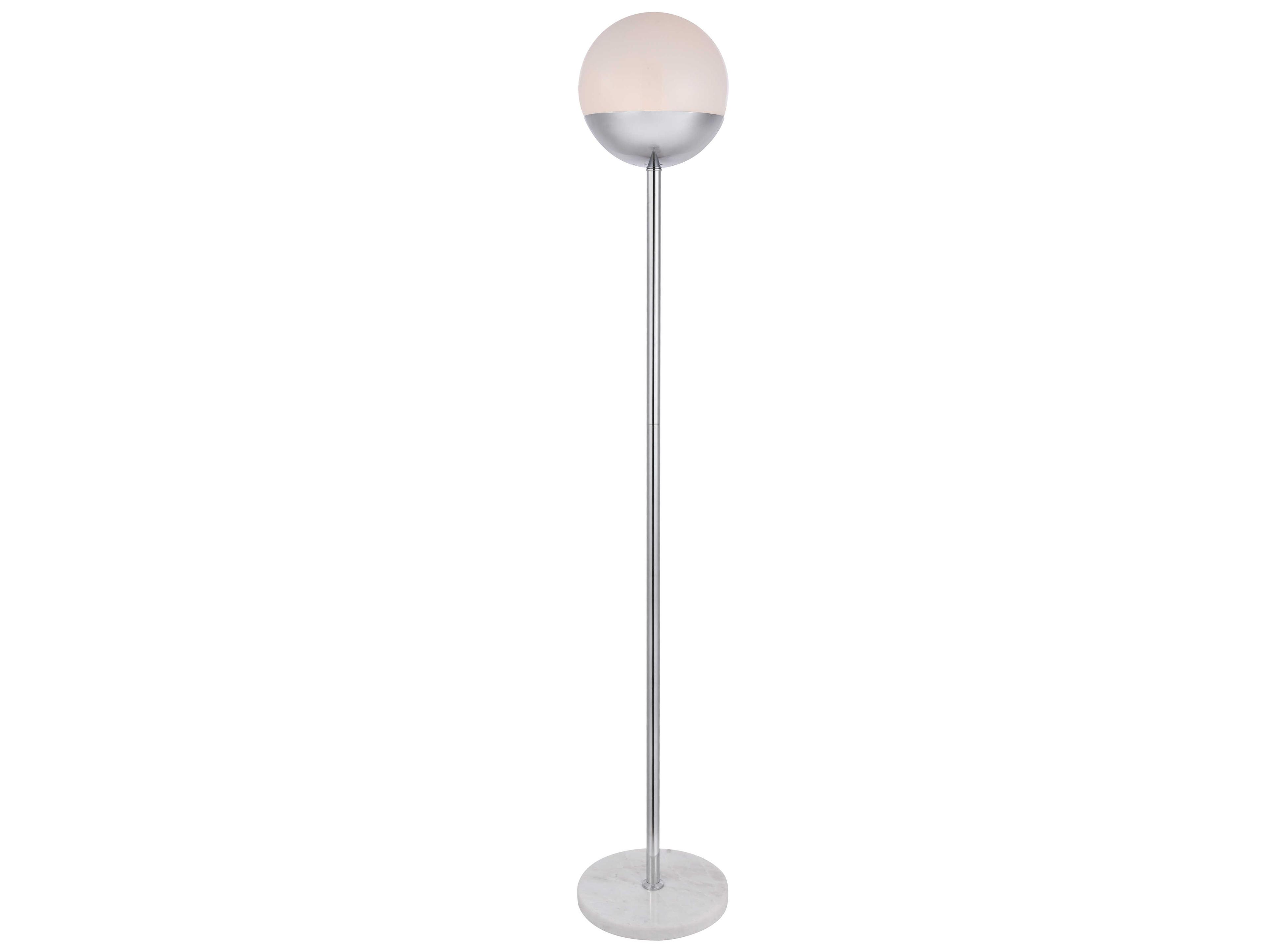 Elegant Lighting Eclipse Chrome Floor Lamp with Frosted White Glass Shade