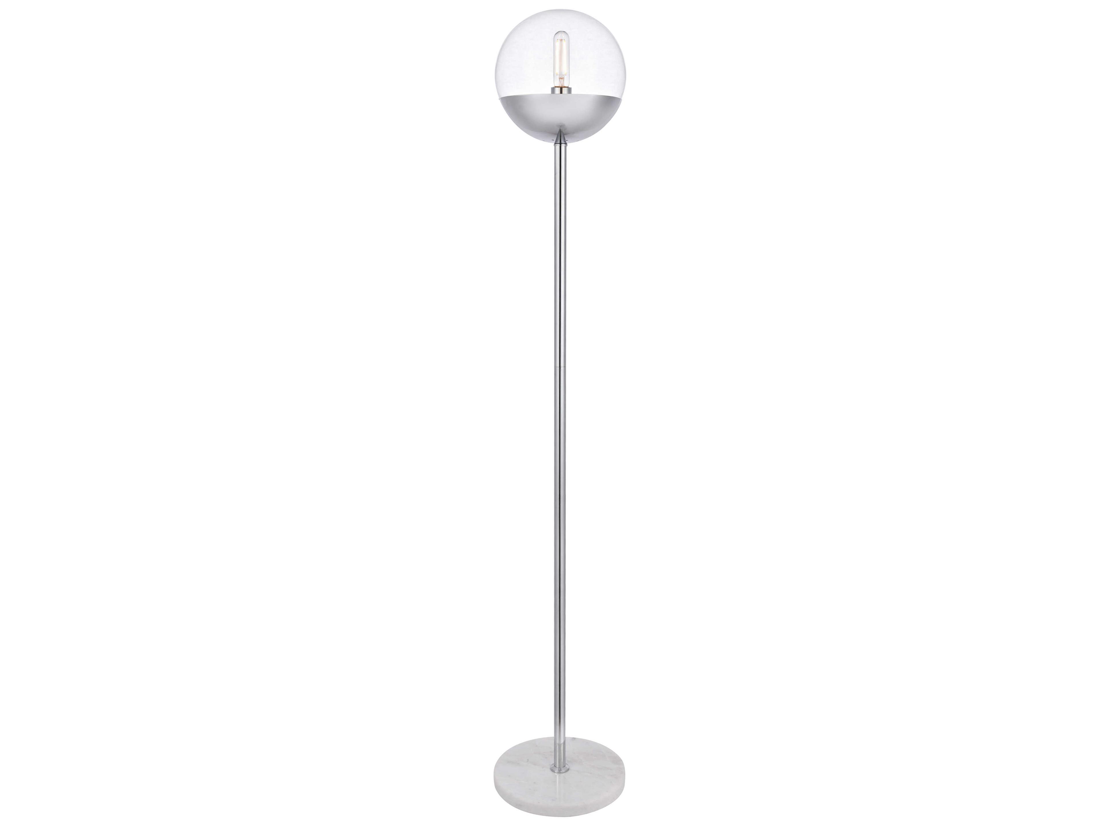 Elegant Lighting Eclipse Chrome Floor Lamp with Clear Glass Shade