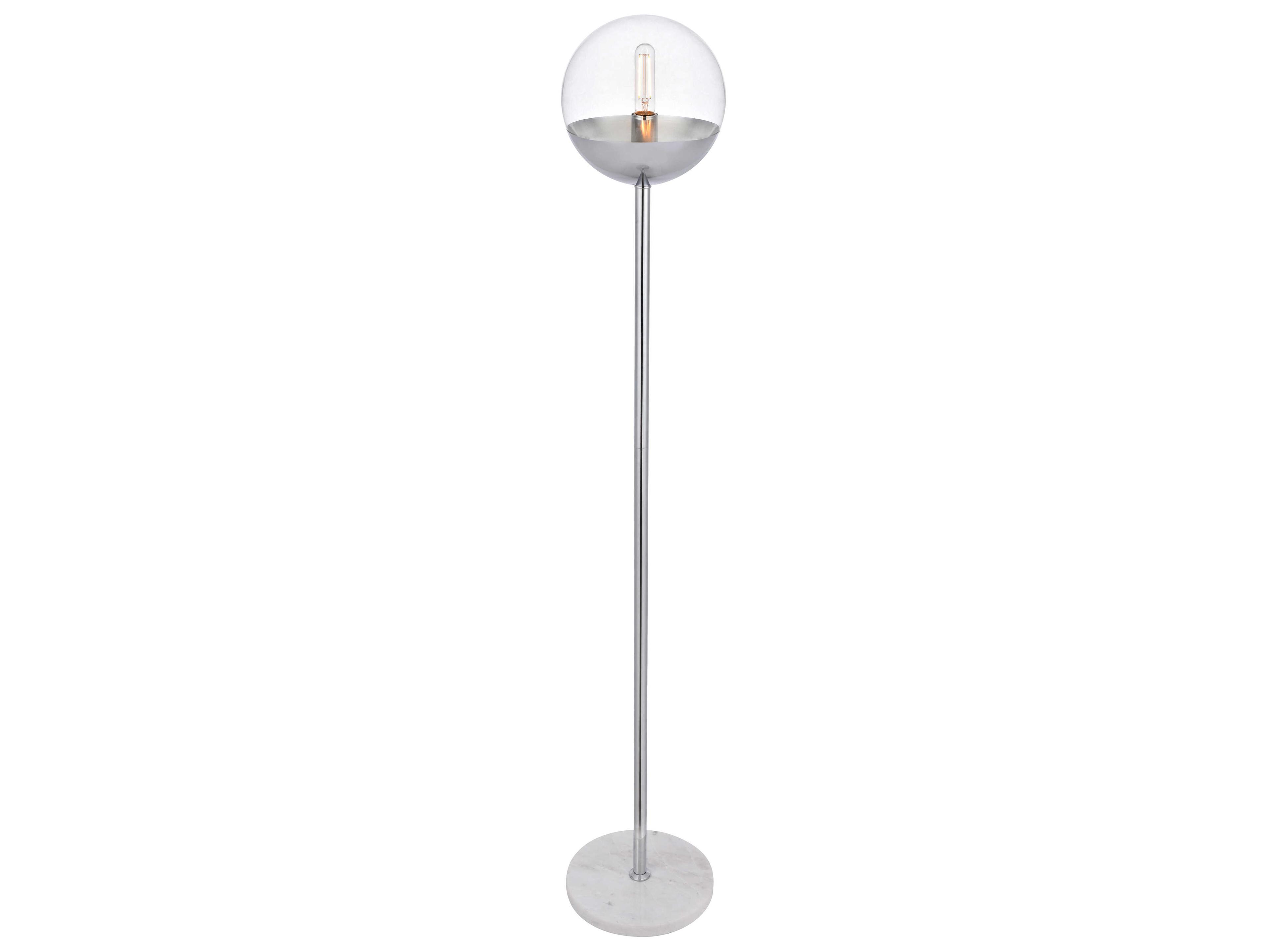 Elegant Lighting Eclipse Chrome Floor Lamp with Clear Glass Shade