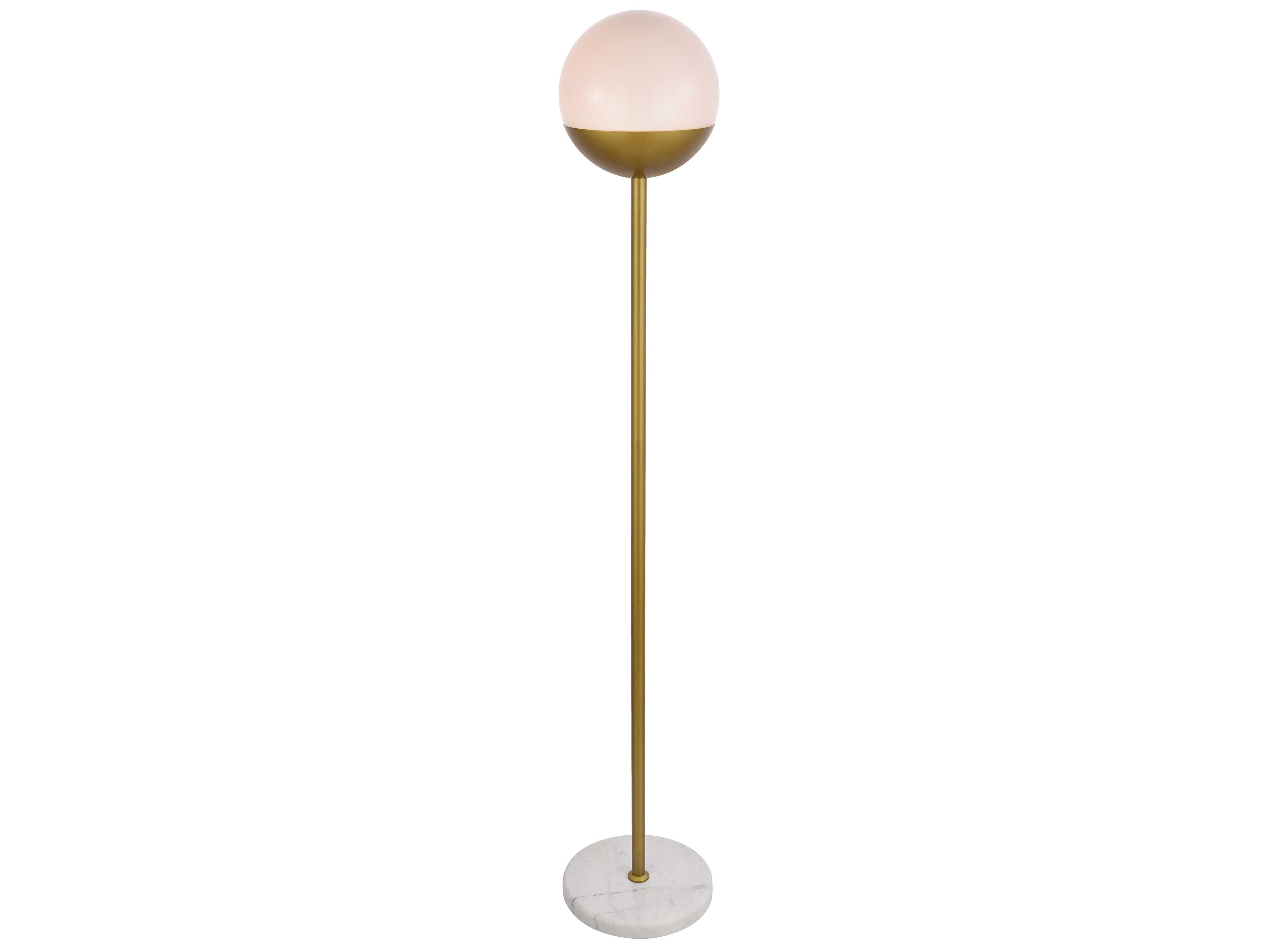 Elegant Lighting Eclipse Brass Floor Lamp with Frosted White Glass Shade