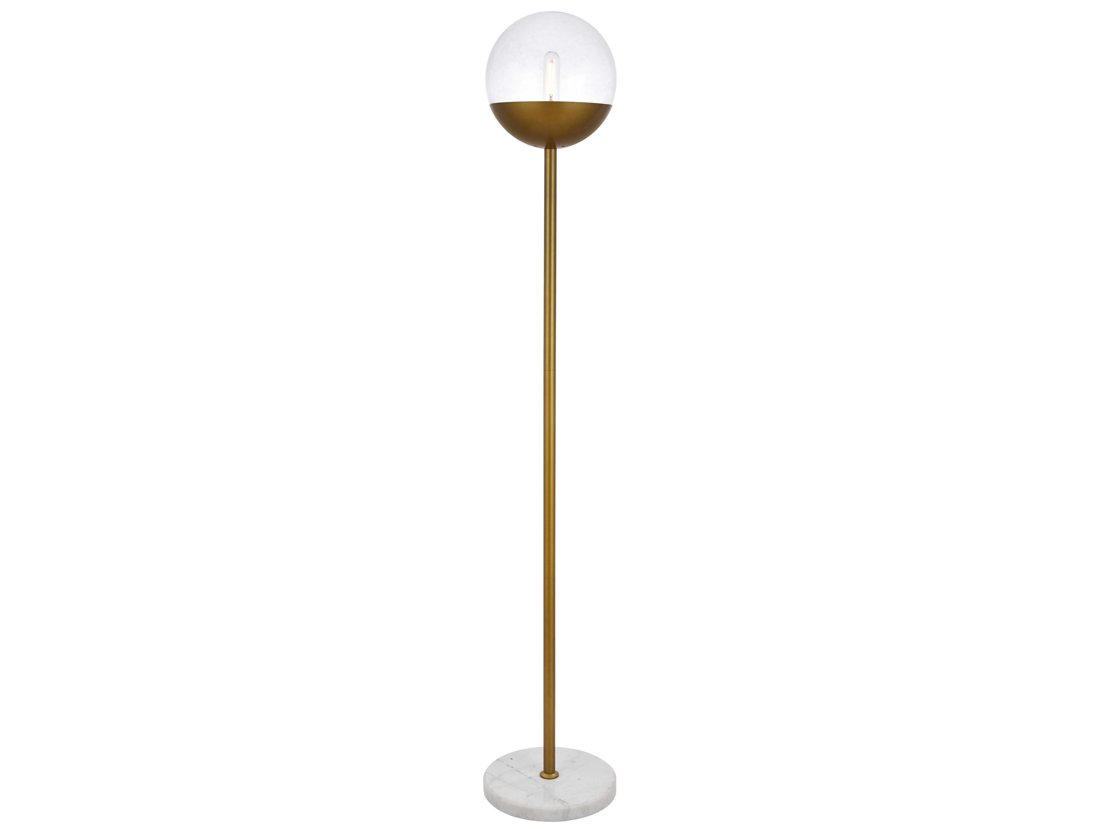 Elegant Lighting Eclipse Brass Floor Lamp with Clear Glass Shade