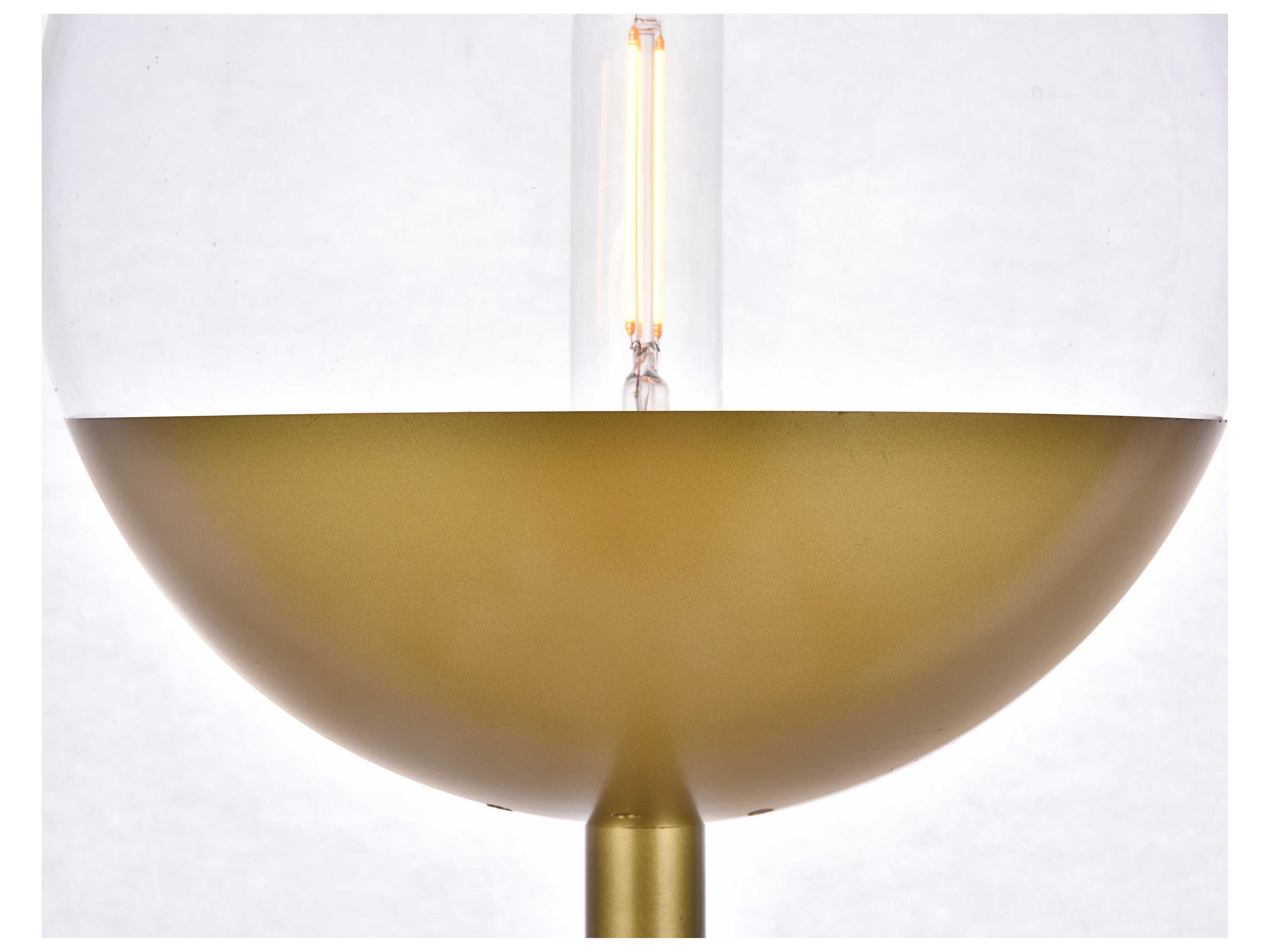 Elegant Lighting Eclipse Brass Floor Lamp with Clear Glass Shade