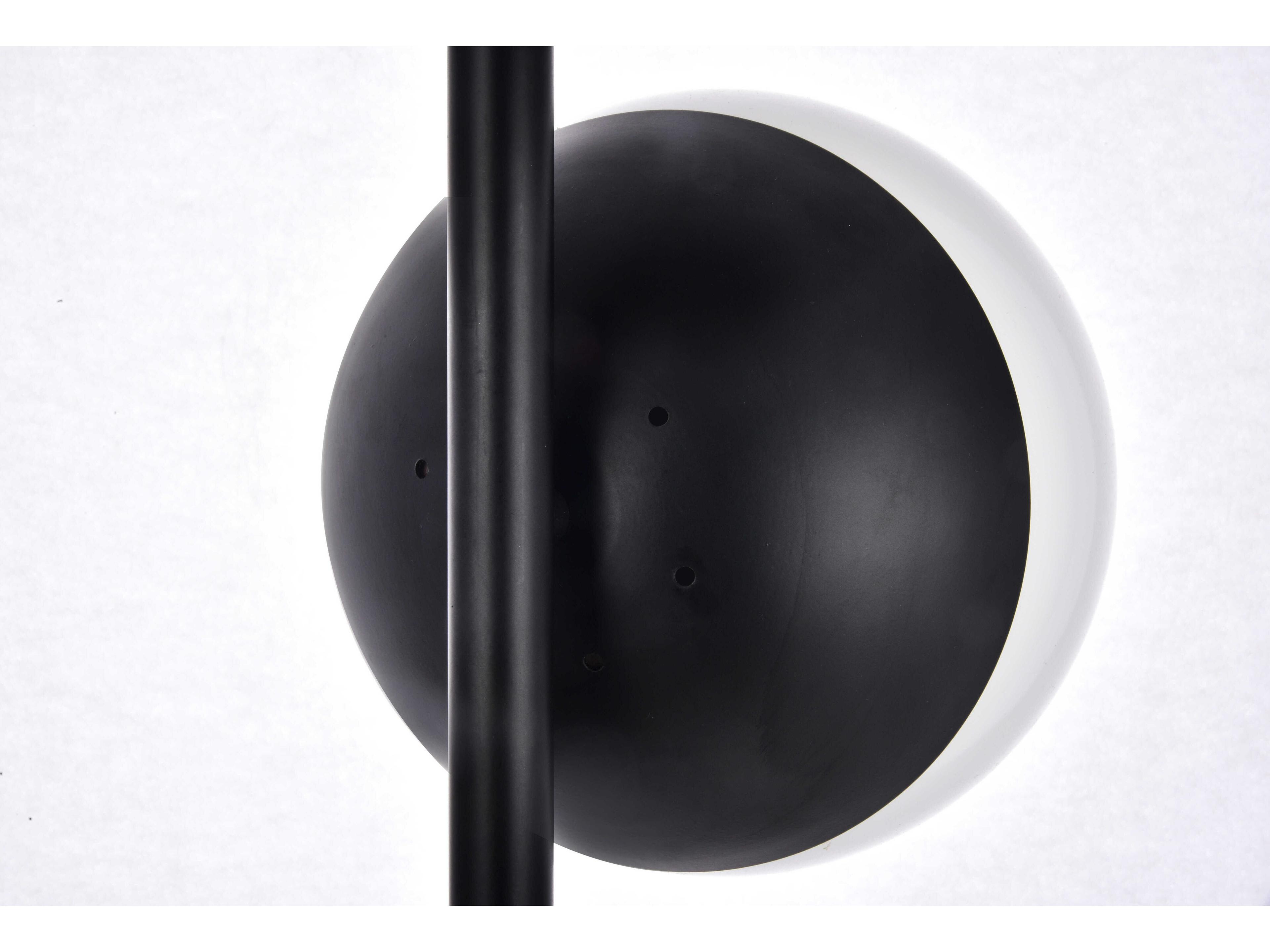 Elegant Lighting Eclipse Black Floor Lamp with Frosted White Glass Shade