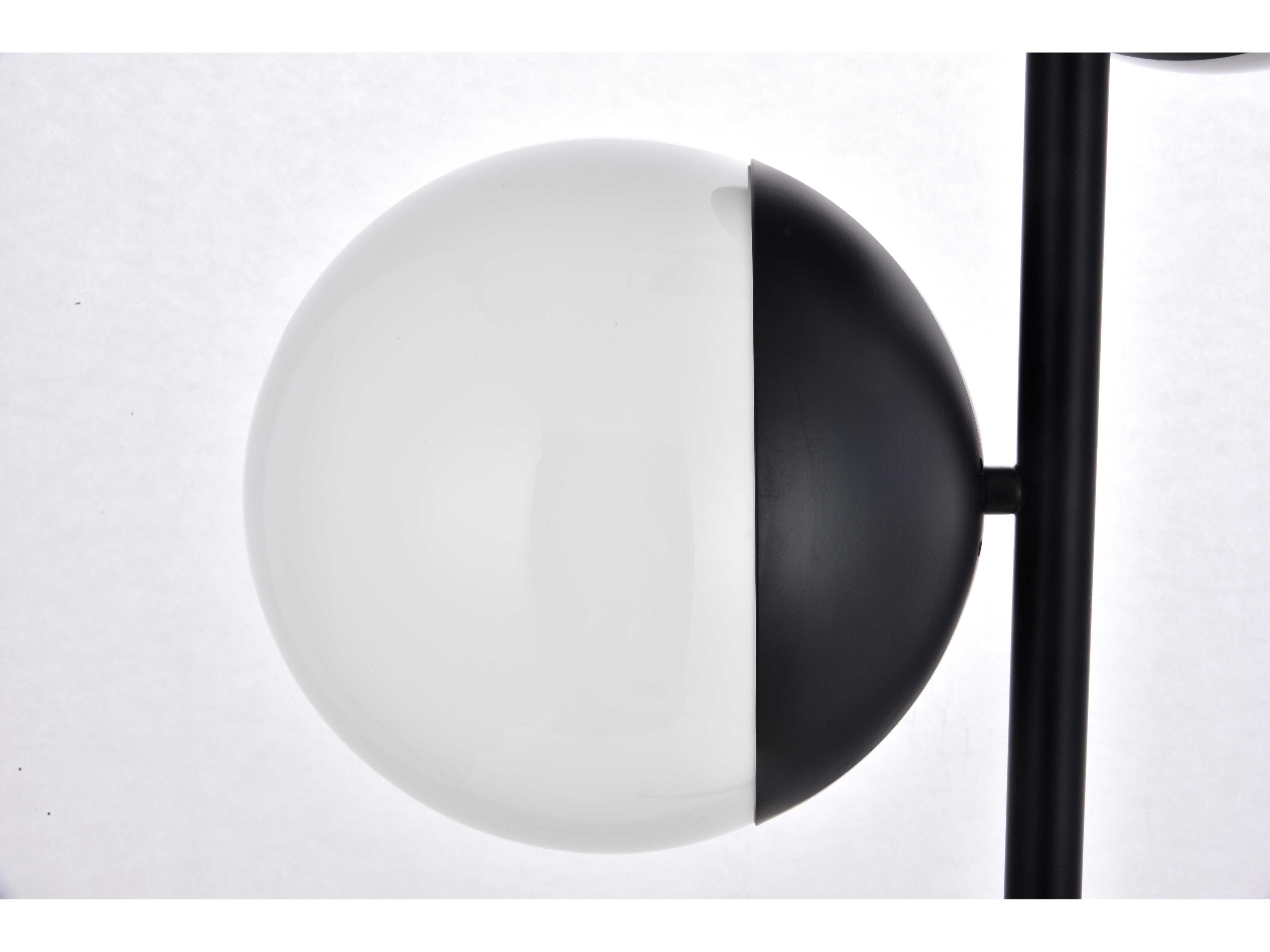 Elegant Lighting Eclipse Black Floor Lamp with Frosted White Glass Shade