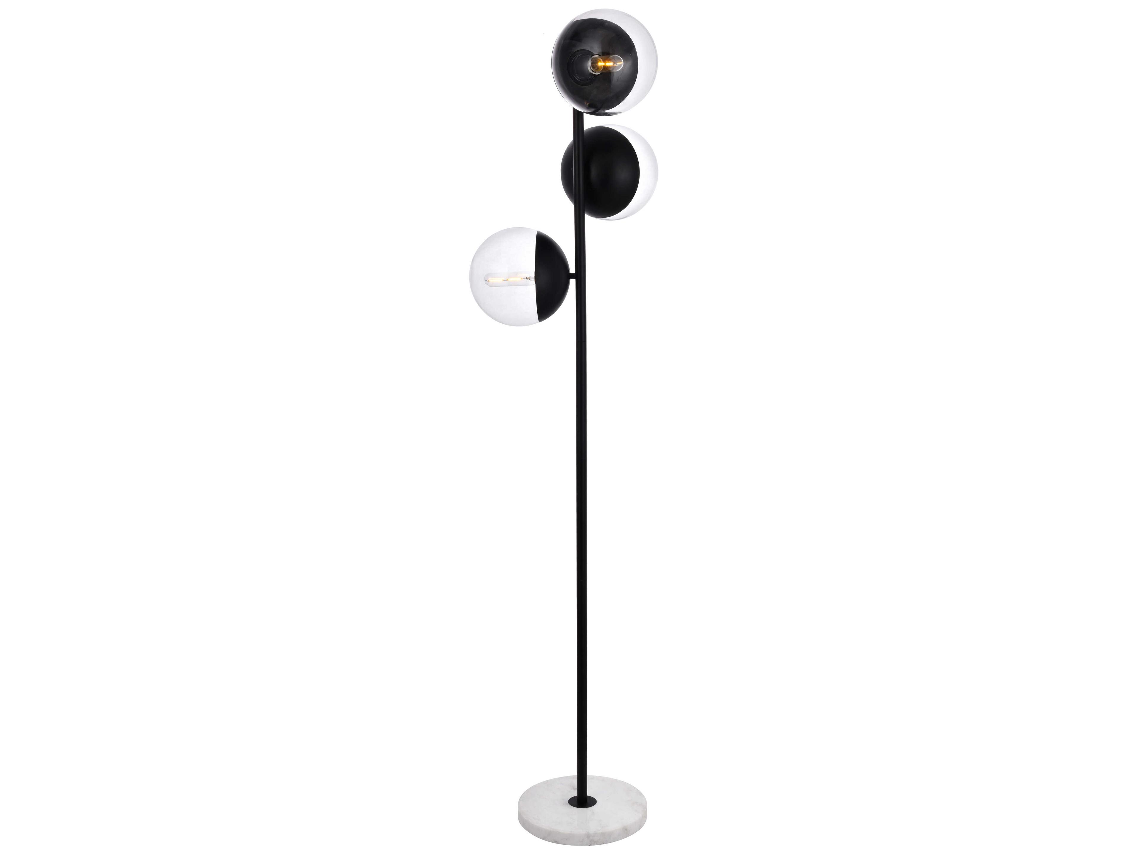Elegant Lighting Eclipse Black Floor Lamp with Clear Glass Shade