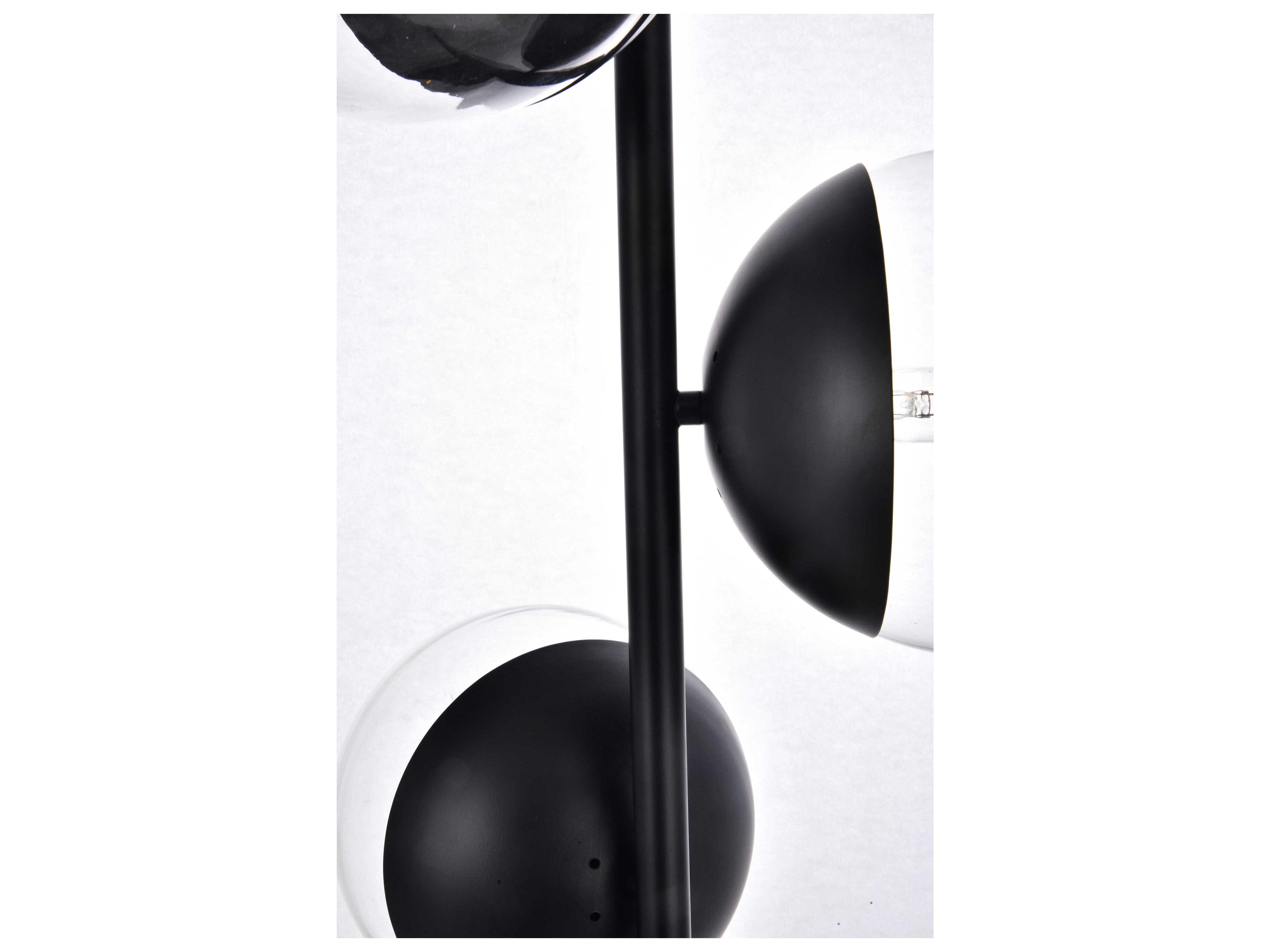 Elegant Lighting Eclipse Black Floor Lamp with Clear Glass Shade