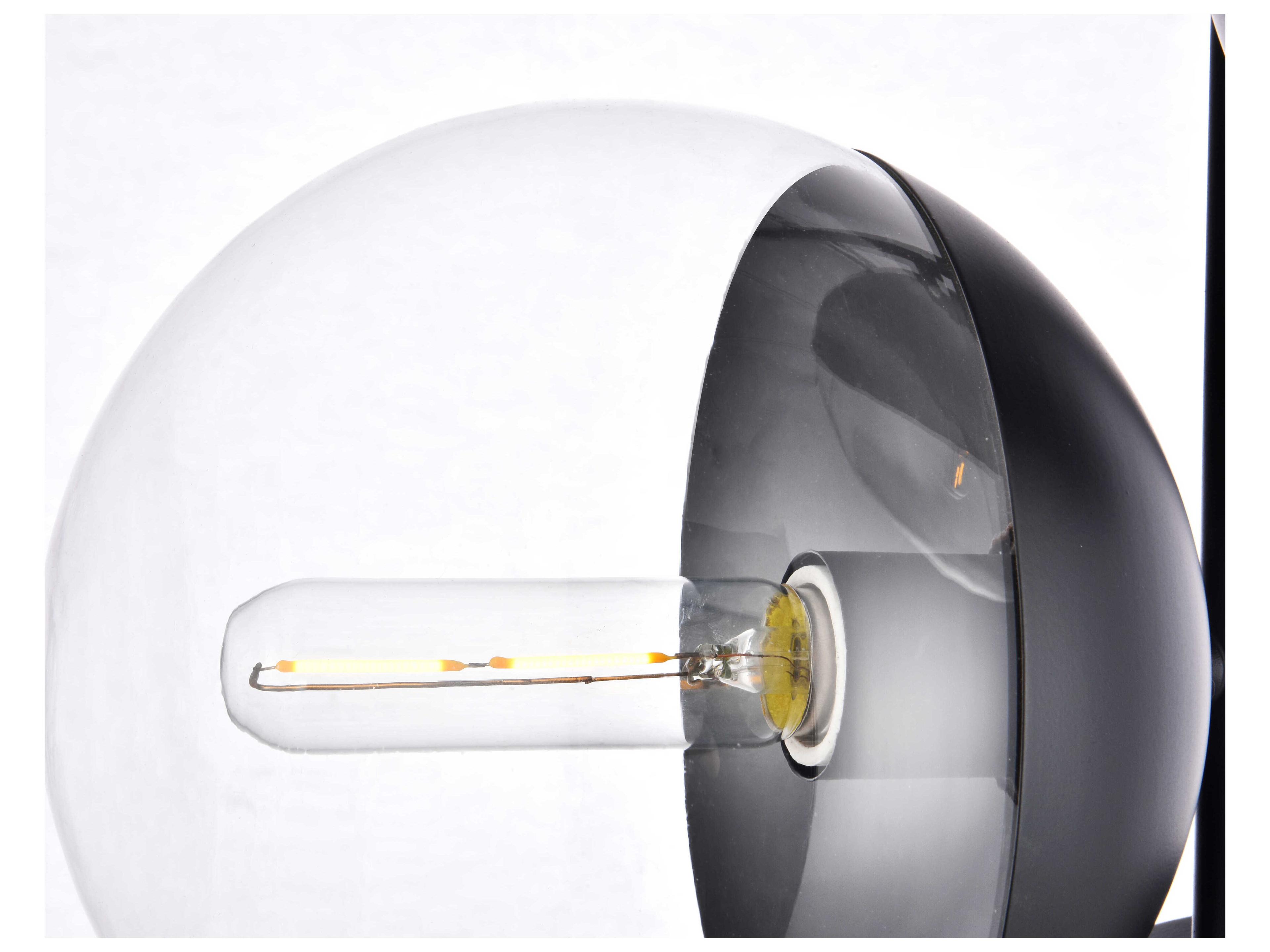 Elegant Lighting Eclipse Black Floor Lamp with Clear Glass Shade