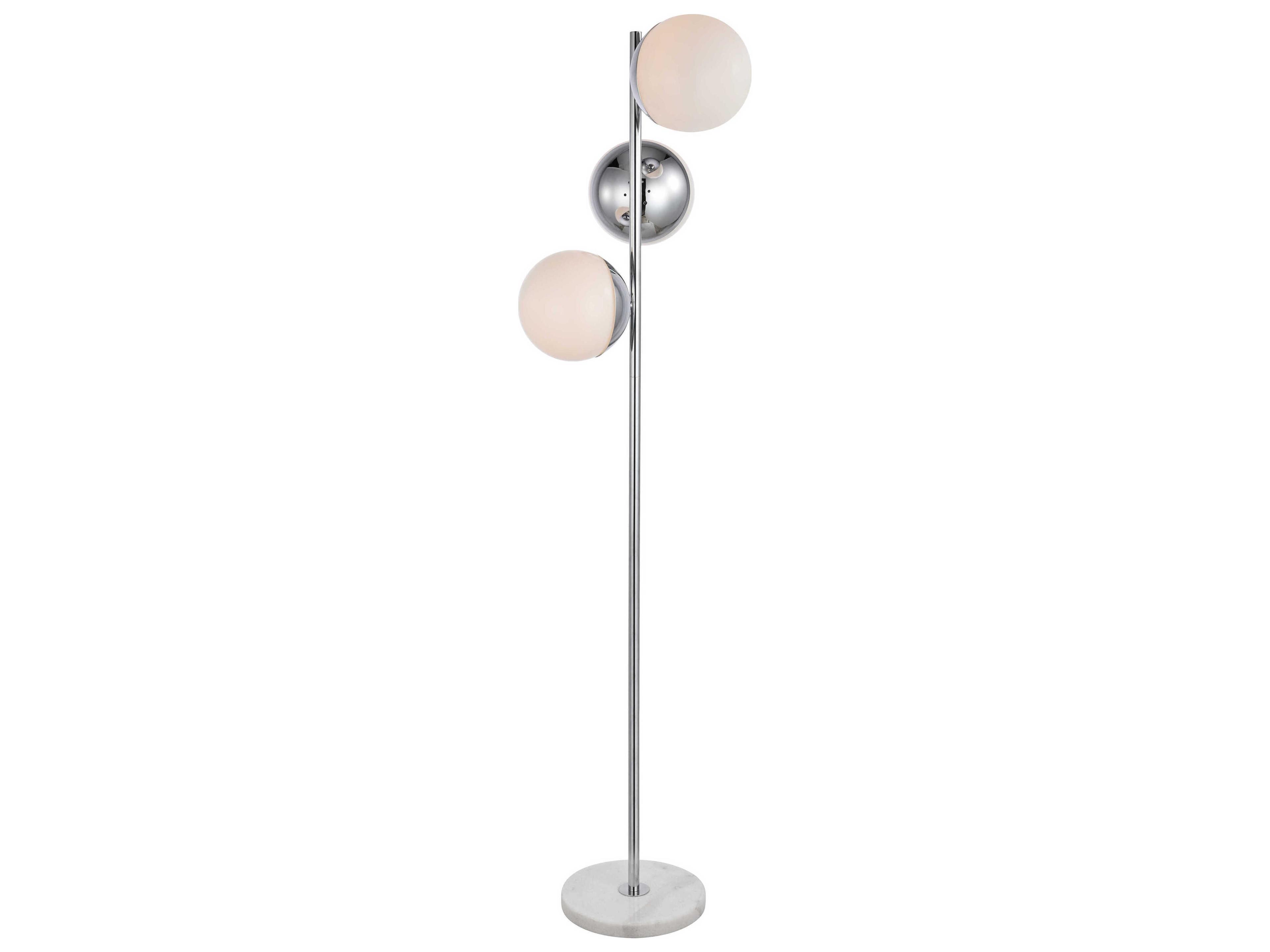 Elegant Lighting Eclipse Chrome Floor Lamp with Frosted White Glass Shade