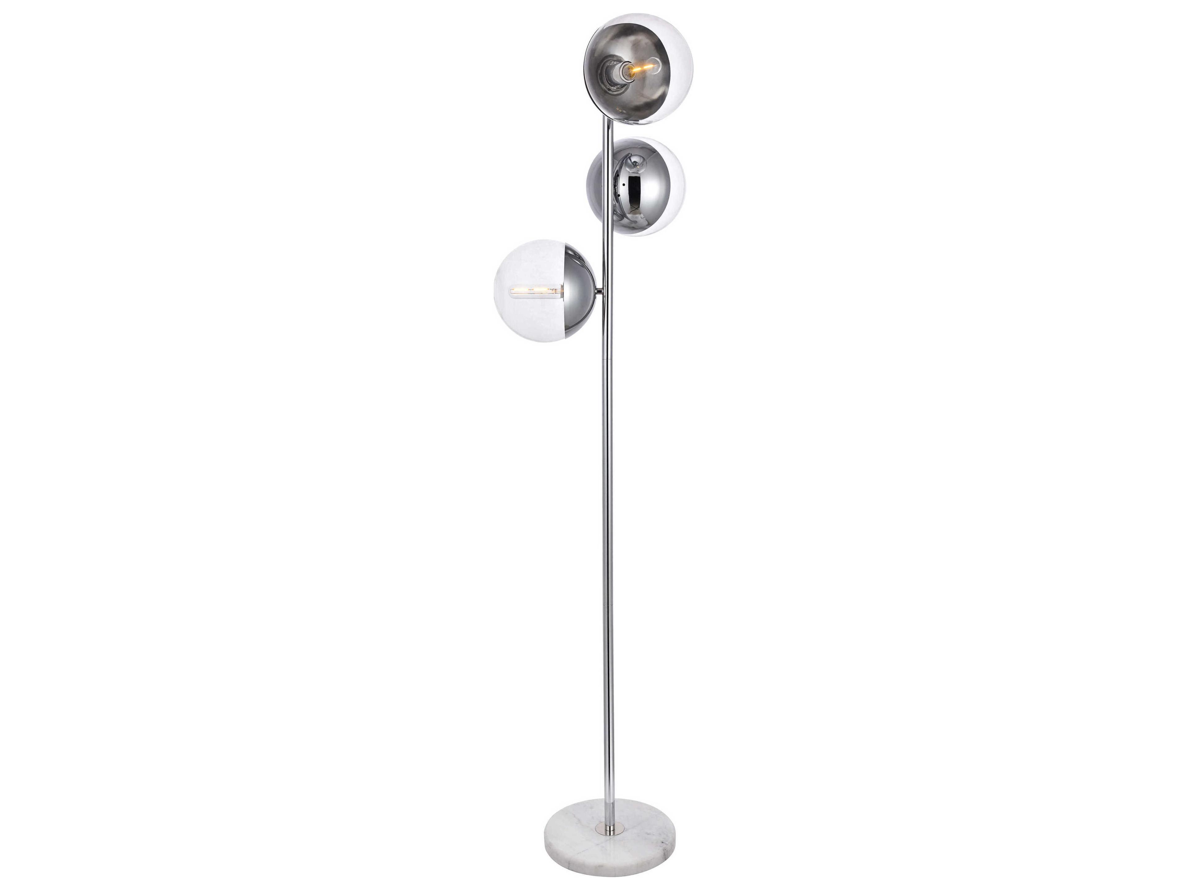 Elegant Lighting Eclipse Chrome Floor Lamp with Clear Glass Shade