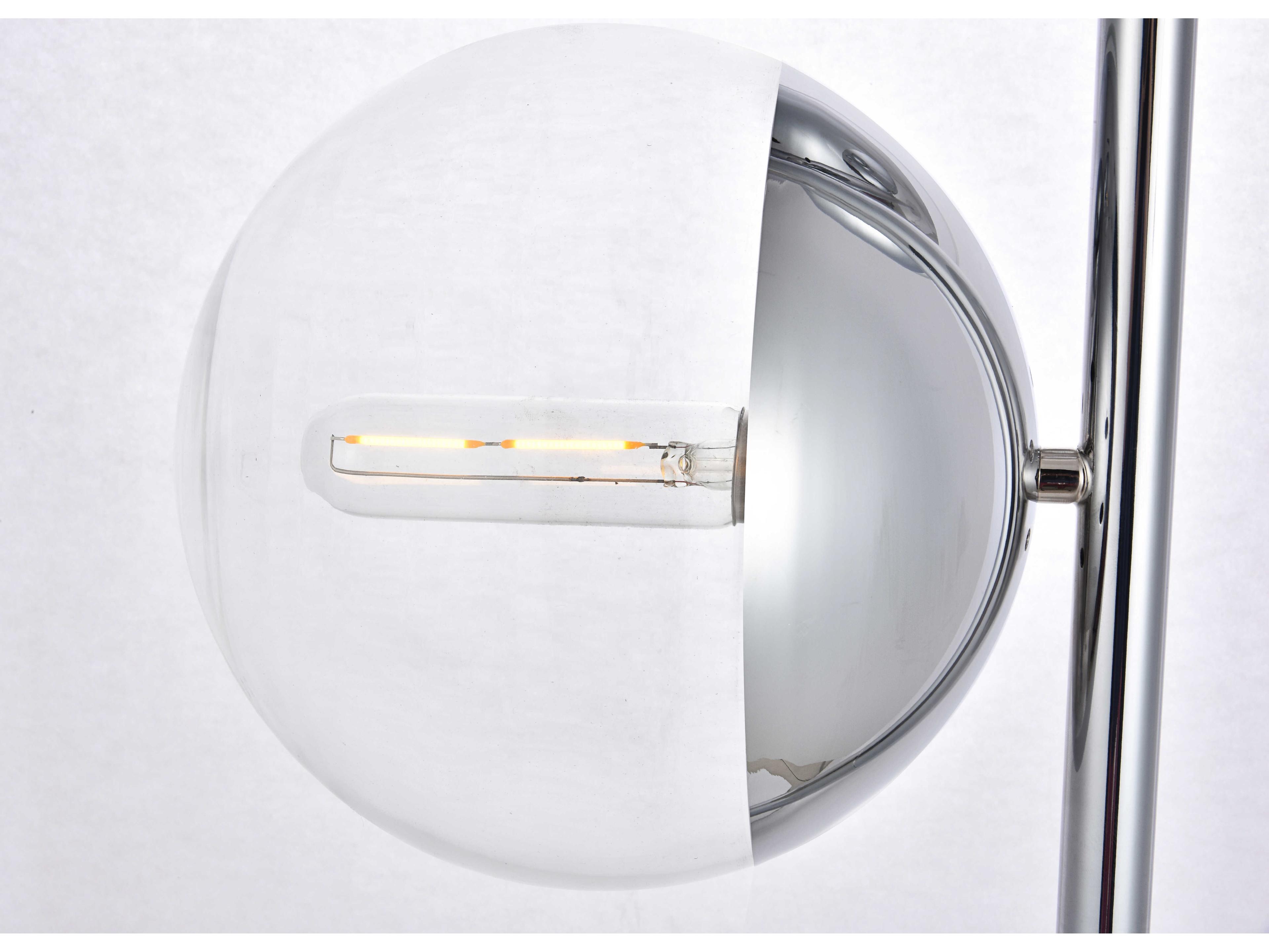 Elegant Lighting Eclipse Chrome Floor Lamp with Clear Glass Shade