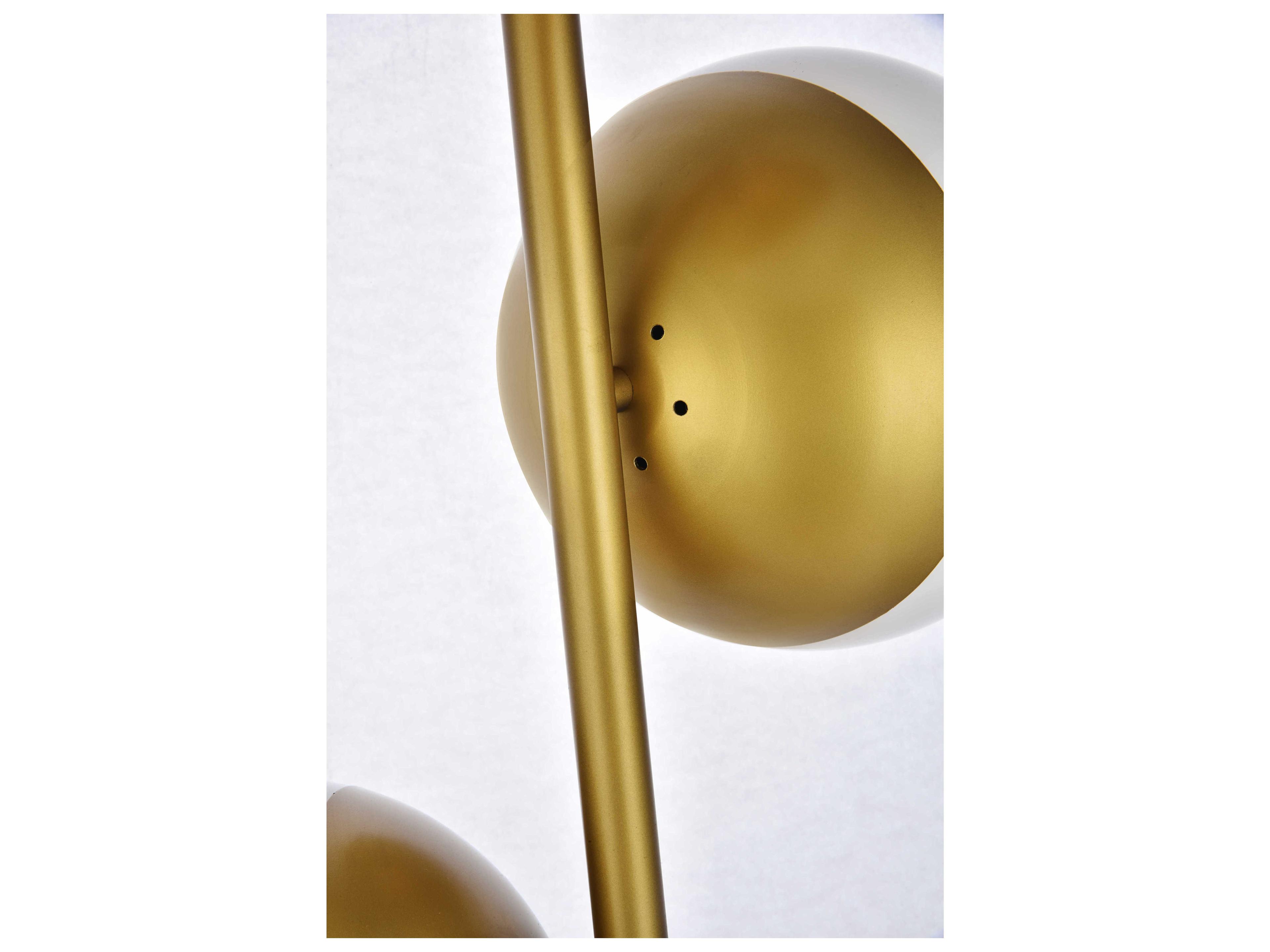 Elegant Lighting Eclipse Brass Floor Lamp with Frosted White Glass Shade