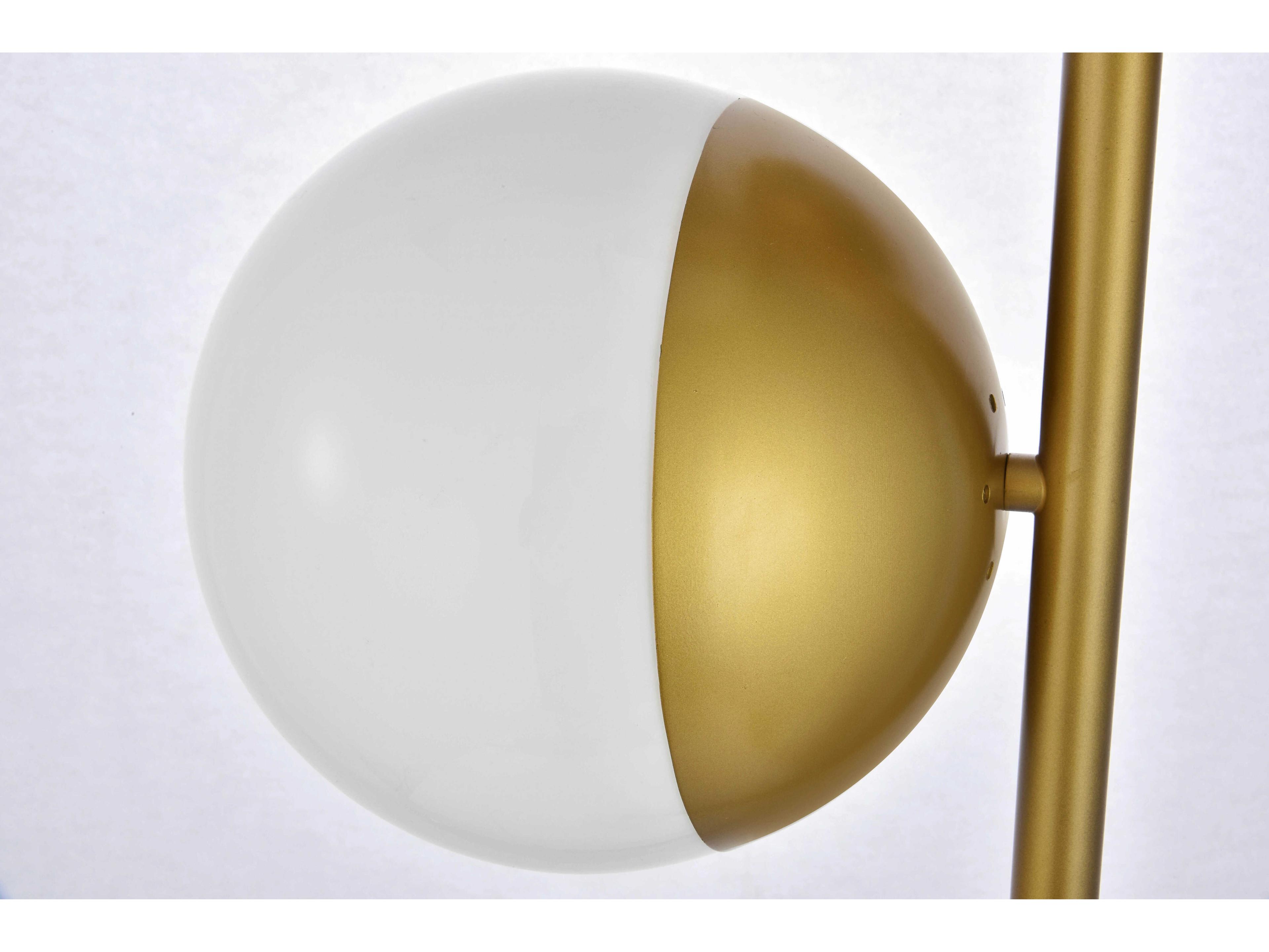 Elegant Lighting Eclipse Brass Floor Lamp with Frosted White Glass Shade