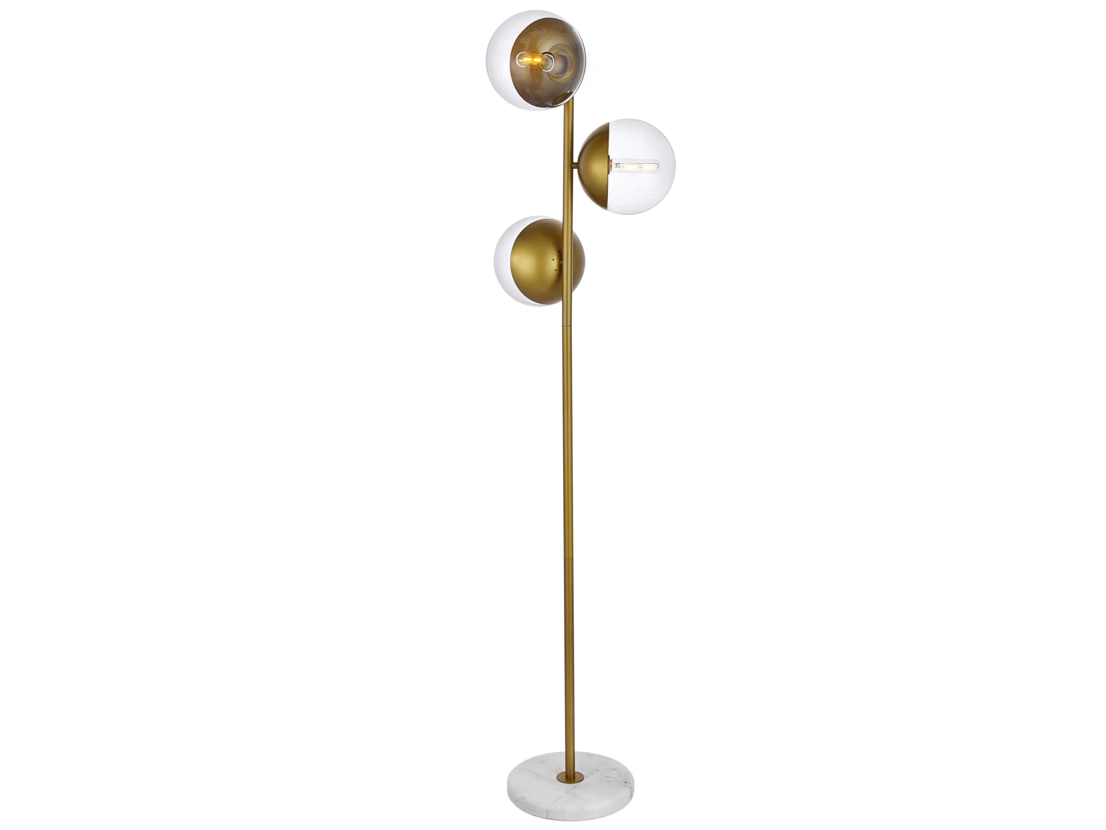 Elegant Lighting Eclipse Brass Floor Lamp with Clear Glass Shade