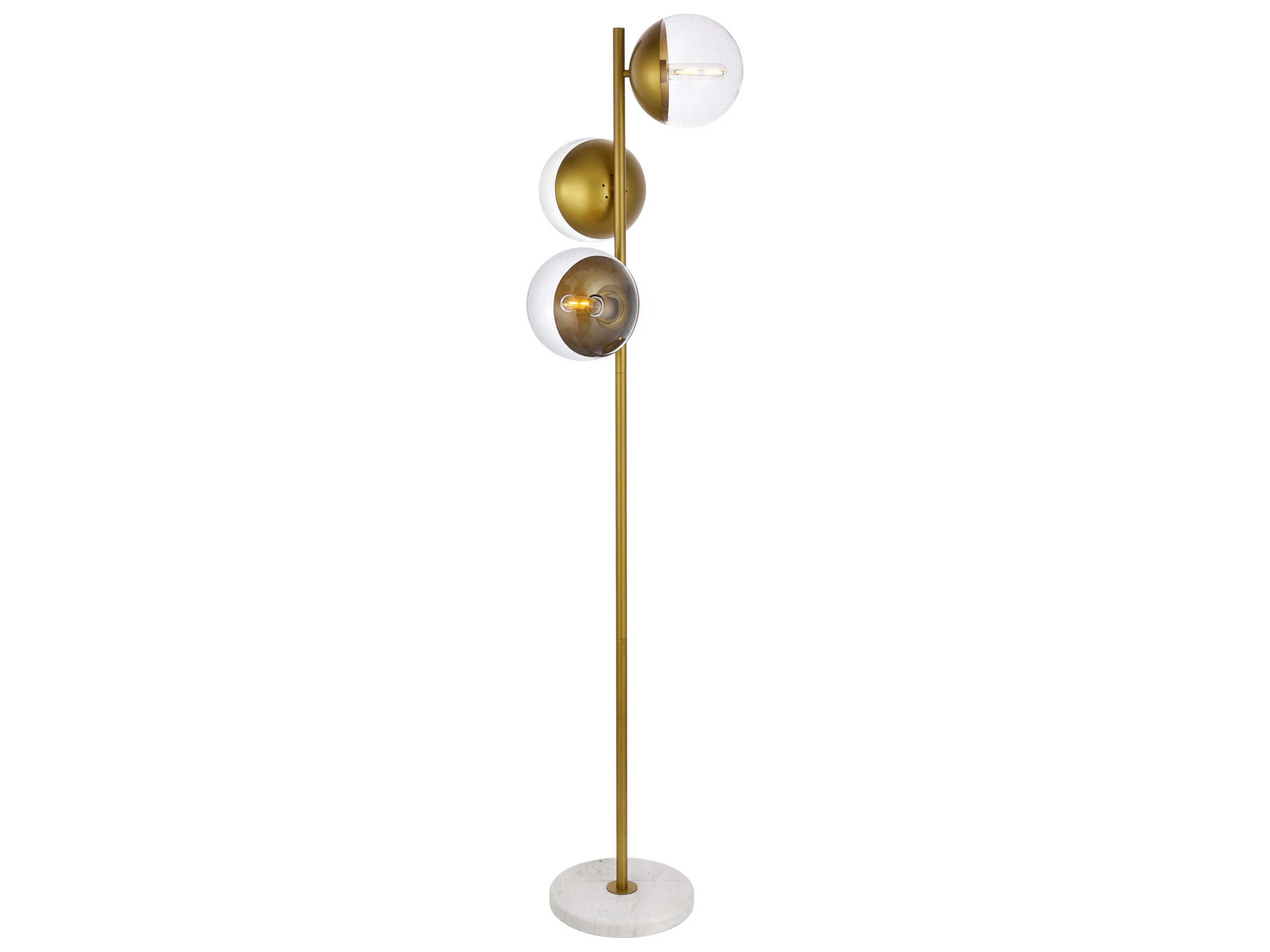 Elegant Lighting Eclipse Brass Floor Lamp with Clear Glass Shade