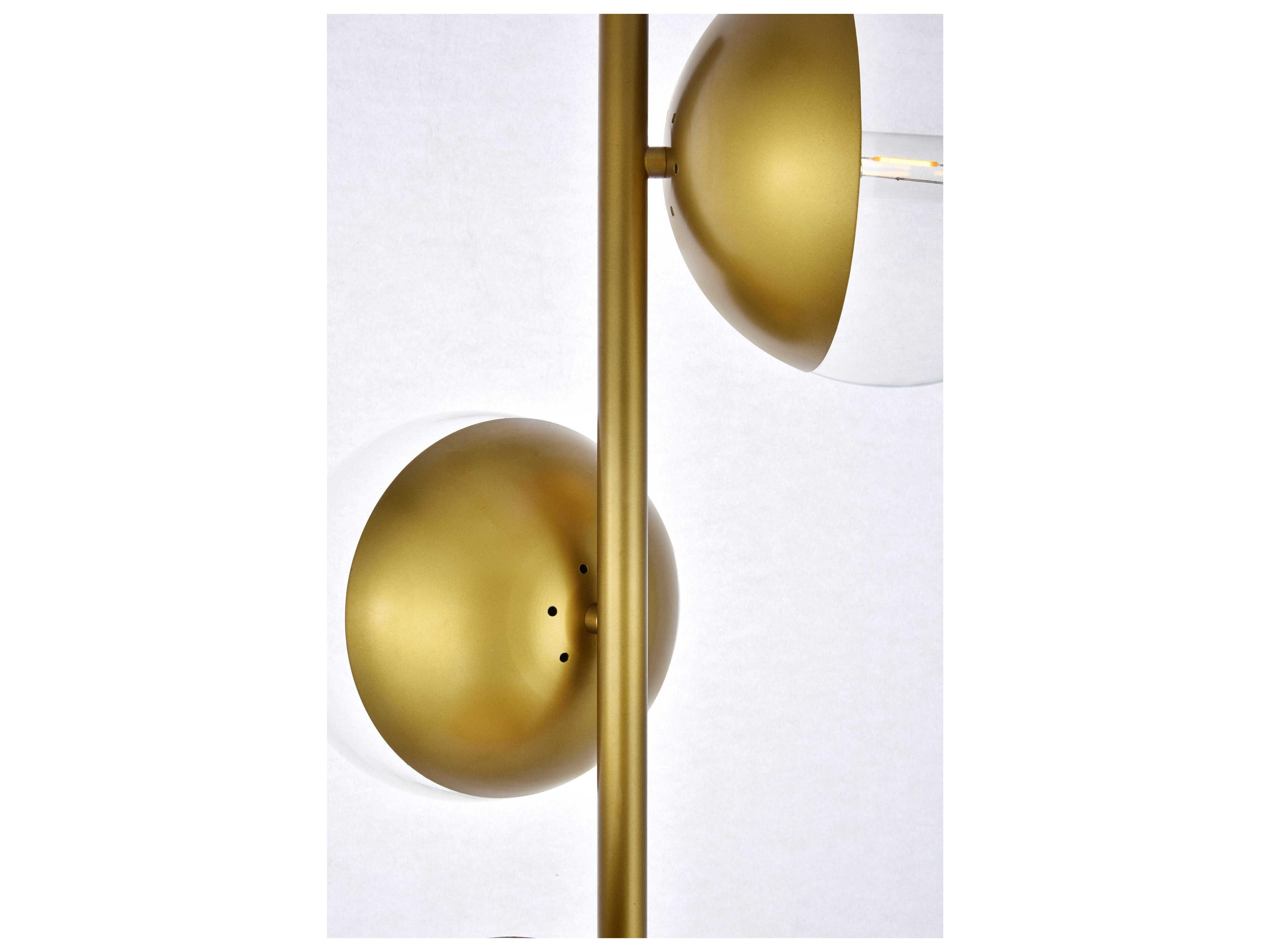 Elegant Lighting Eclipse Brass Floor Lamp with Clear Glass Shade