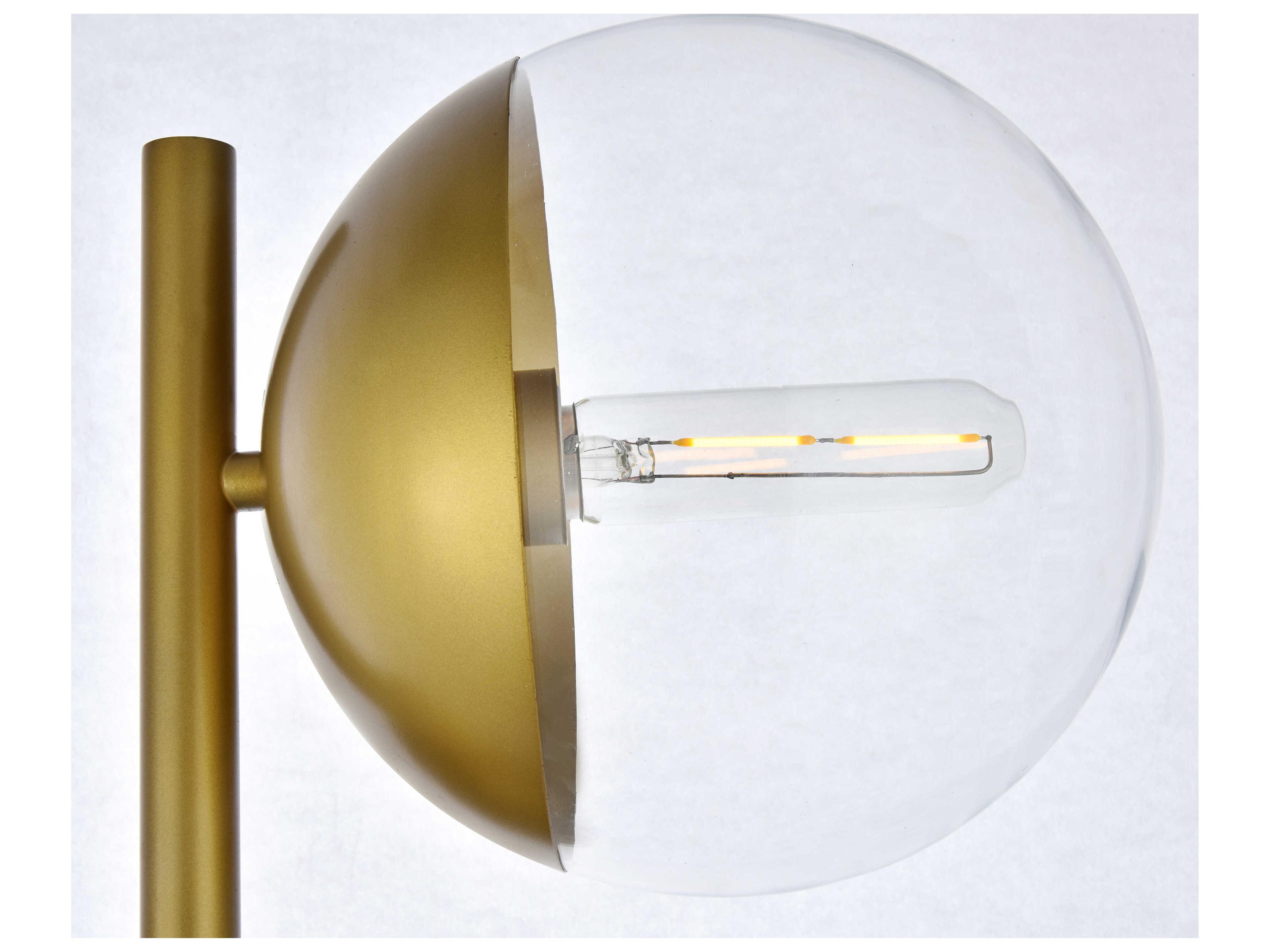 Elegant Lighting Eclipse Brass Floor Lamp with Clear Glass Shade