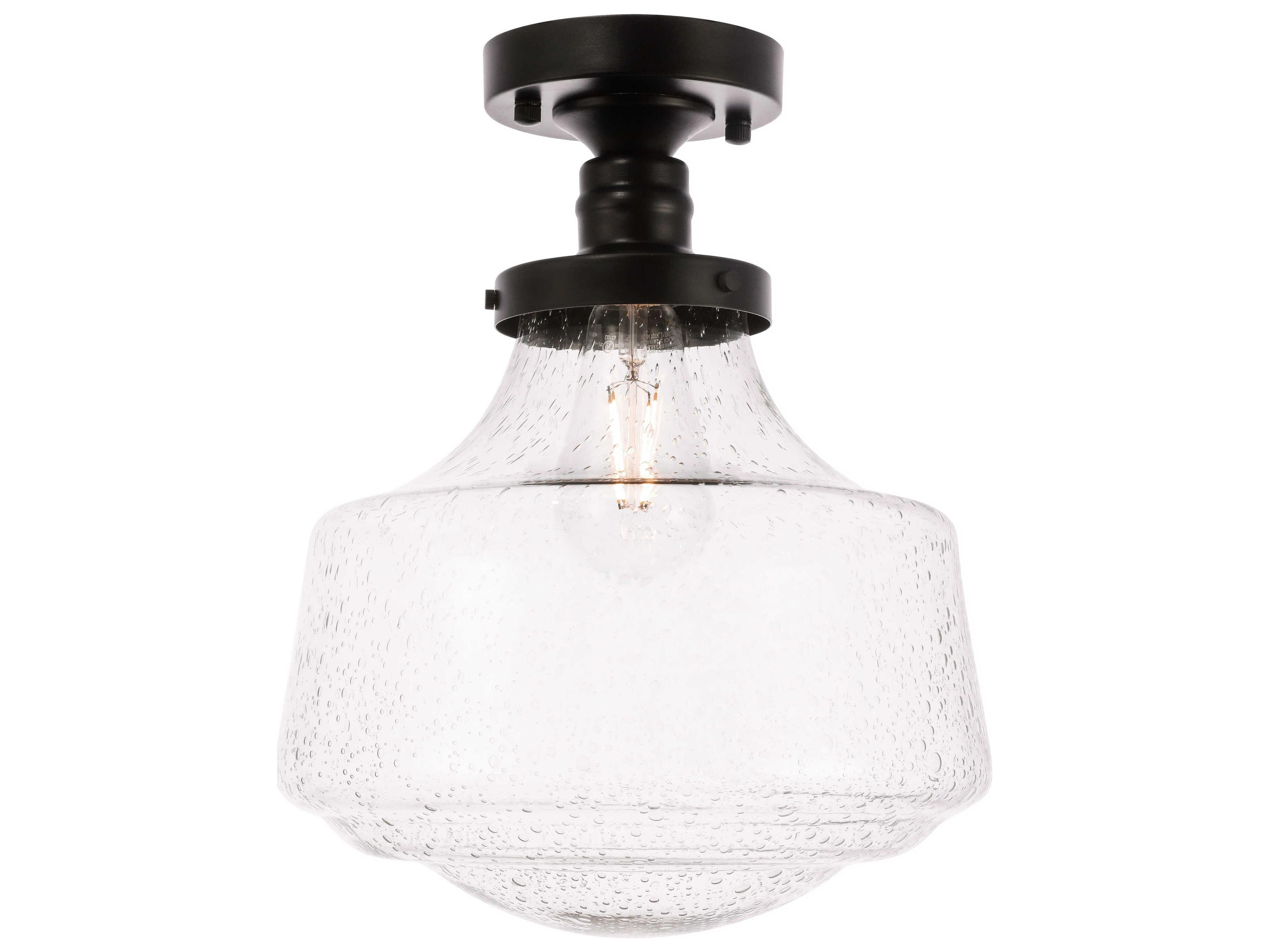 Elegant Lighting Lyle 1-Light Black Glass LED Semi Flush Mount