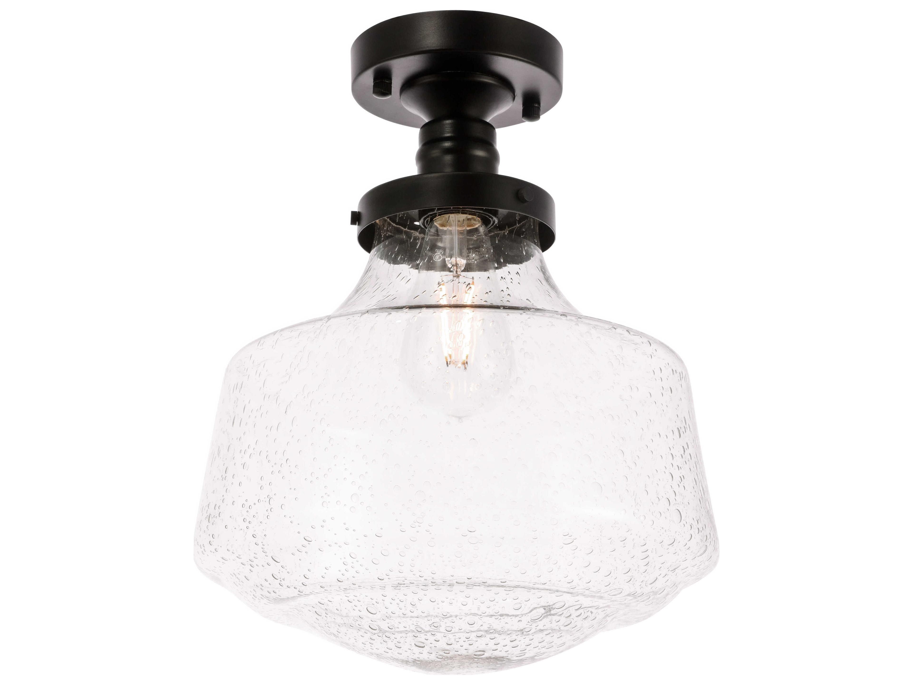 Elegant Lighting Lyle 1-Light Black Glass LED Semi Flush Mount