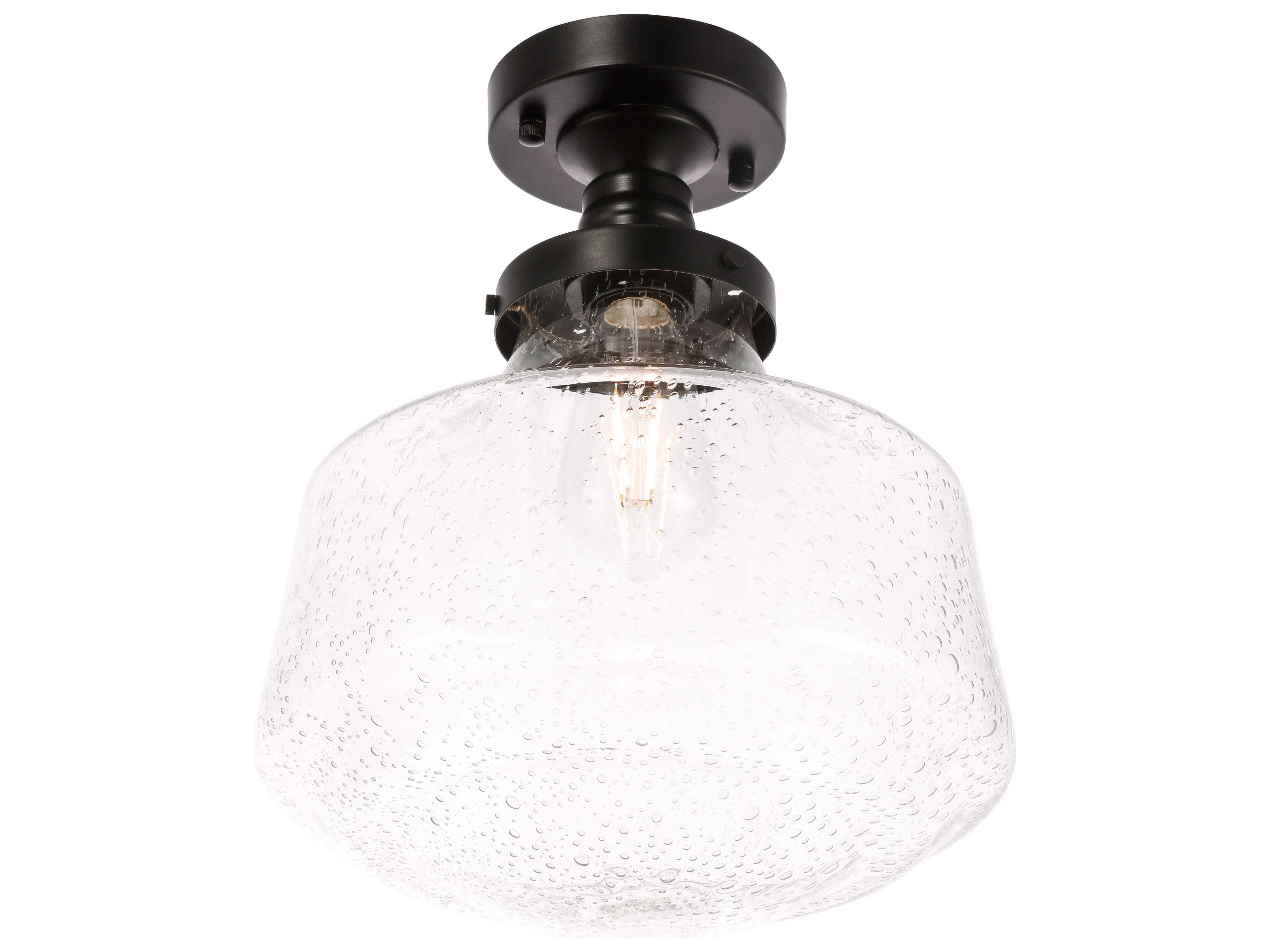 Elegant Lighting Lyle 1-Light Black Glass LED Semi Flush Mount