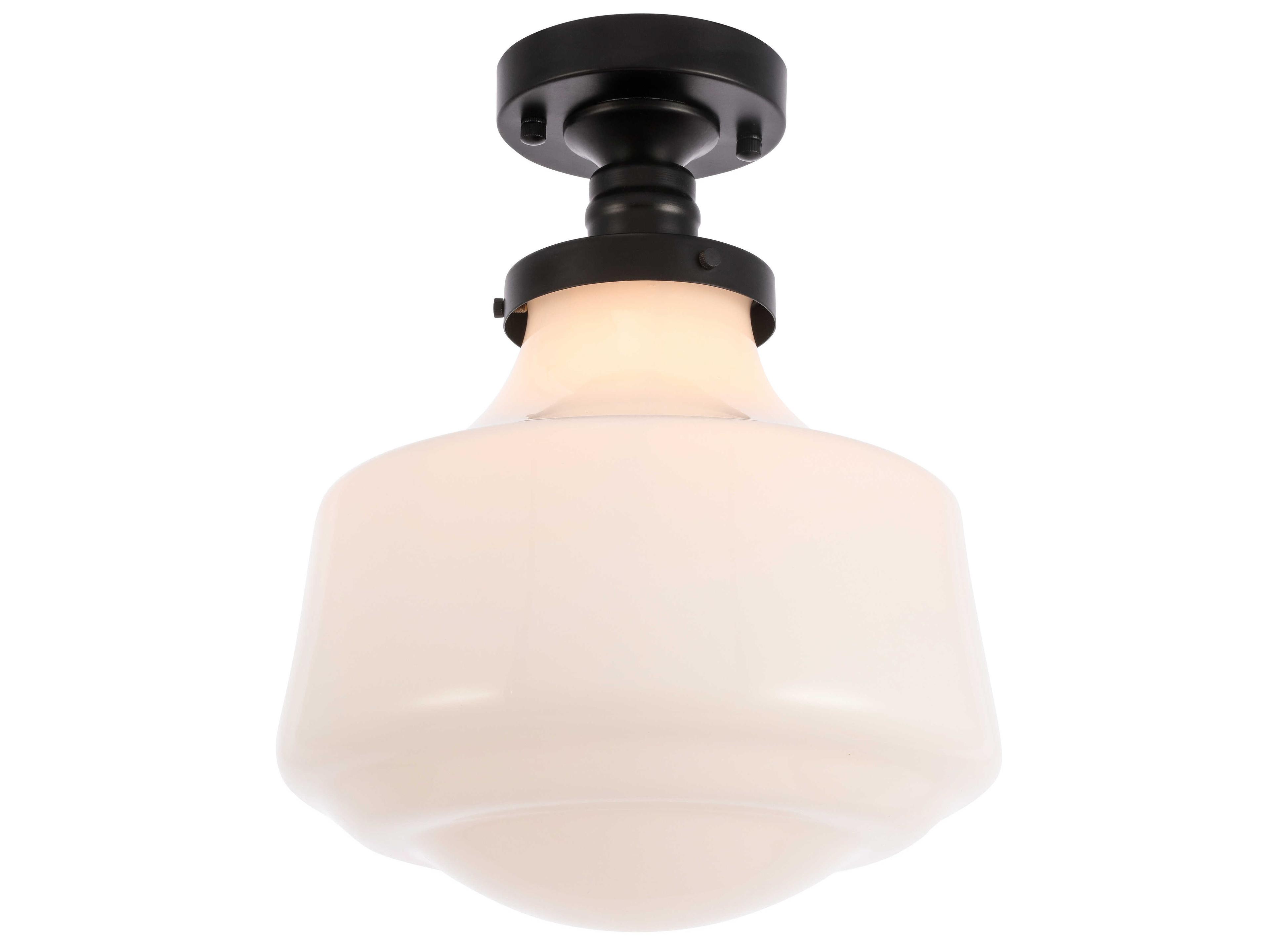 Elegant Lighting Lyle 1-Light Black Glass LED Semi Flush Mount