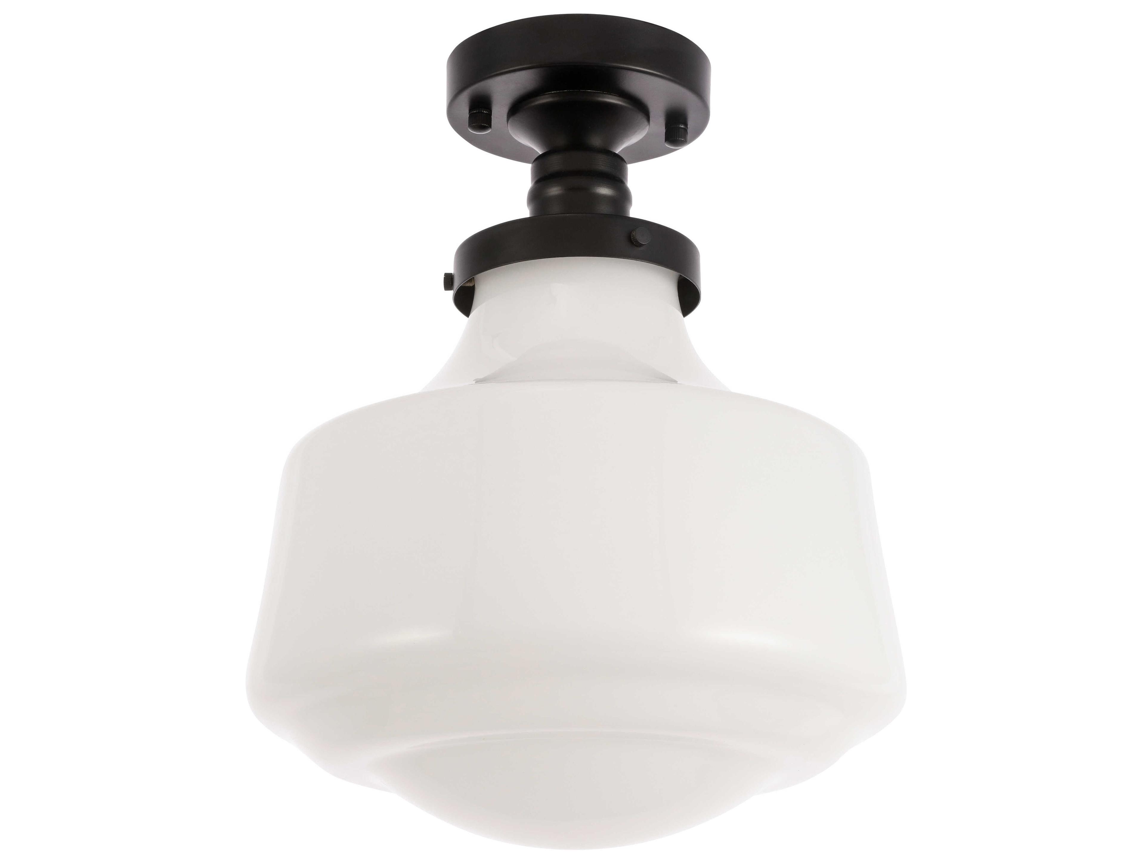 Elegant Lighting Lyle 1-Light Black Glass LED Semi Flush Mount