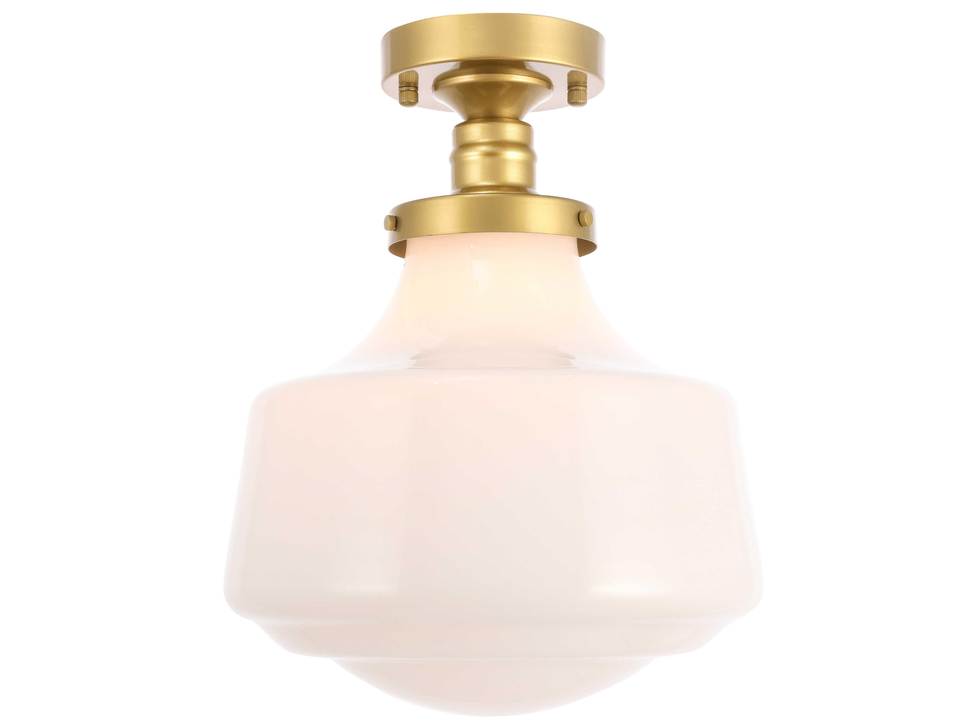 Elegant Lighting Lyle 1-Light Brass Glass LED Semi Flush Mount