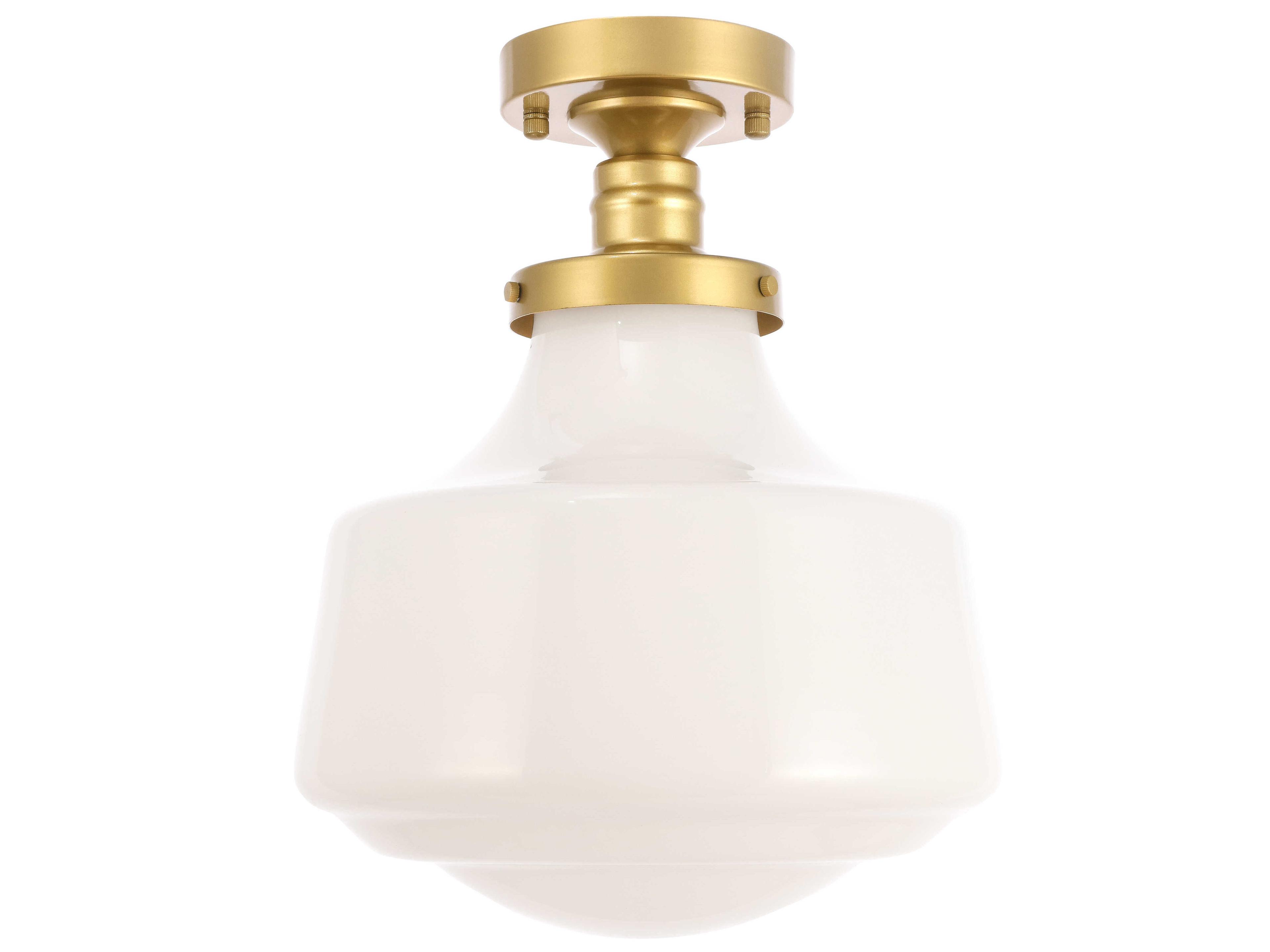 Elegant Lighting Lyle 1-Light Brass Glass LED Semi Flush Mount
