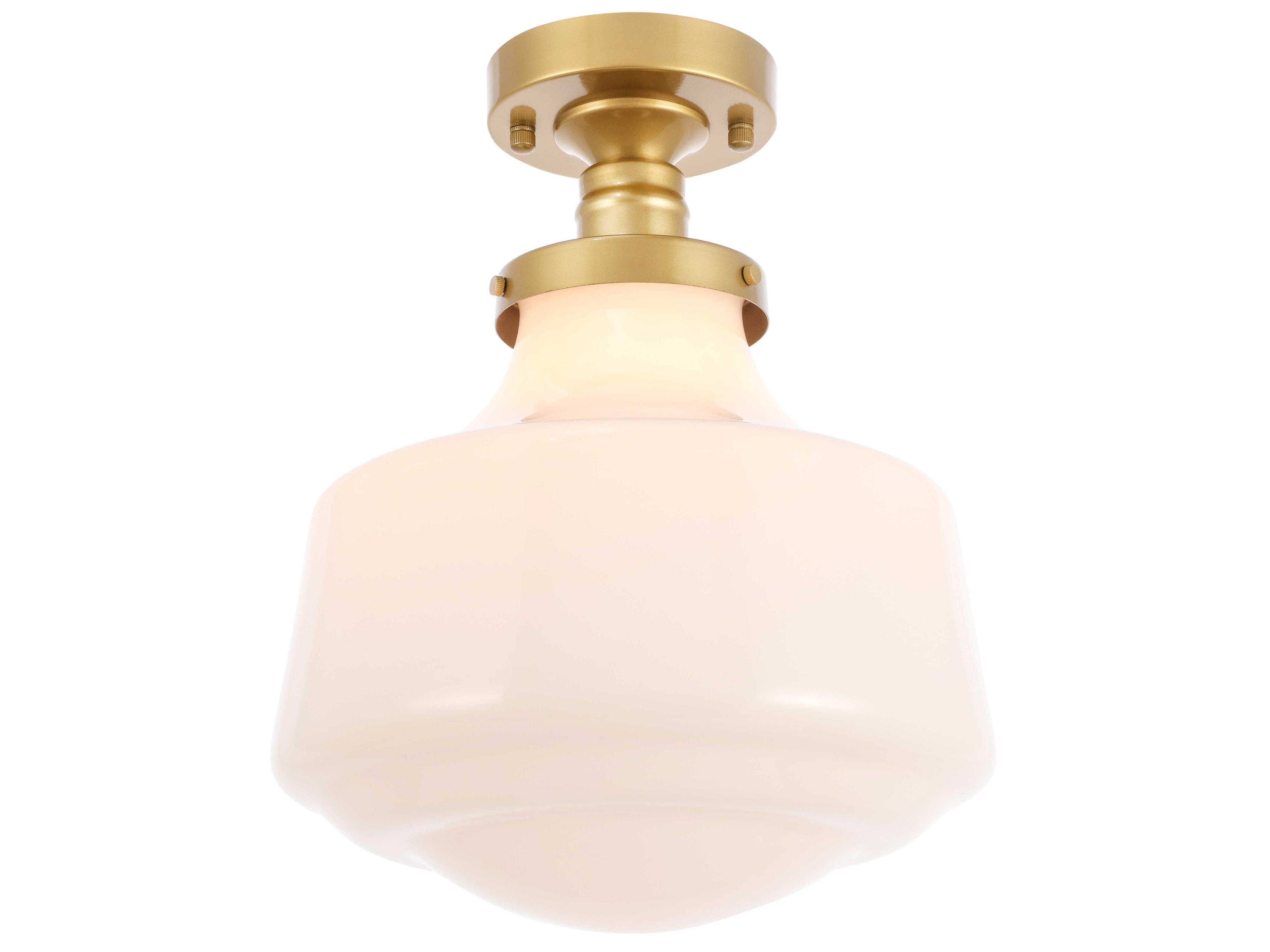 Elegant Lighting Lyle 1-Light Brass Glass LED Semi Flush Mount