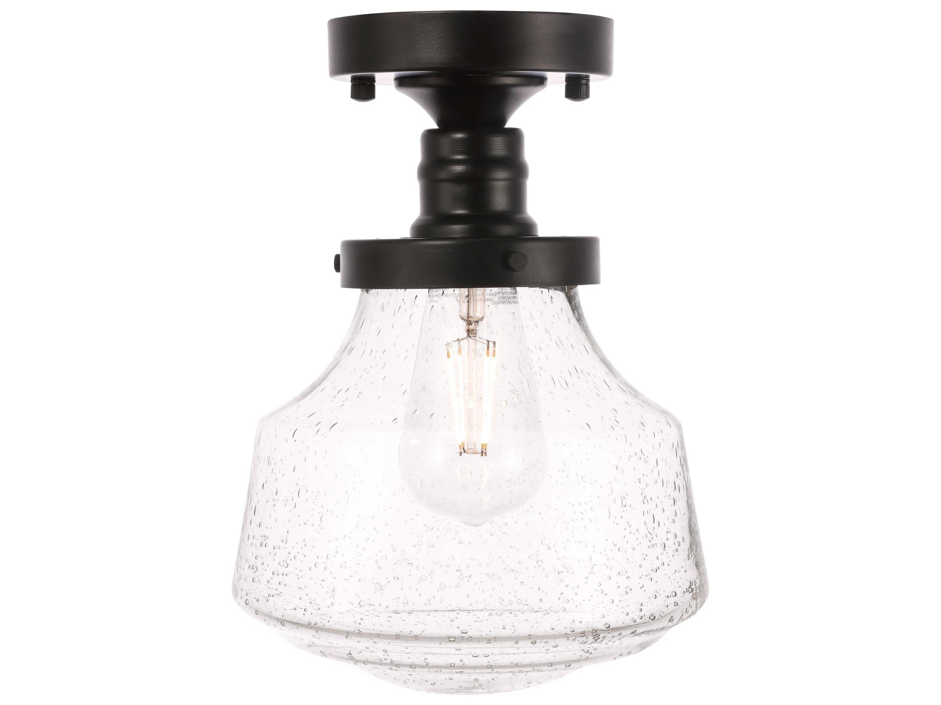 Elegant Lighting Lyle 1-Light Black Glass LED Semi Flush Mount