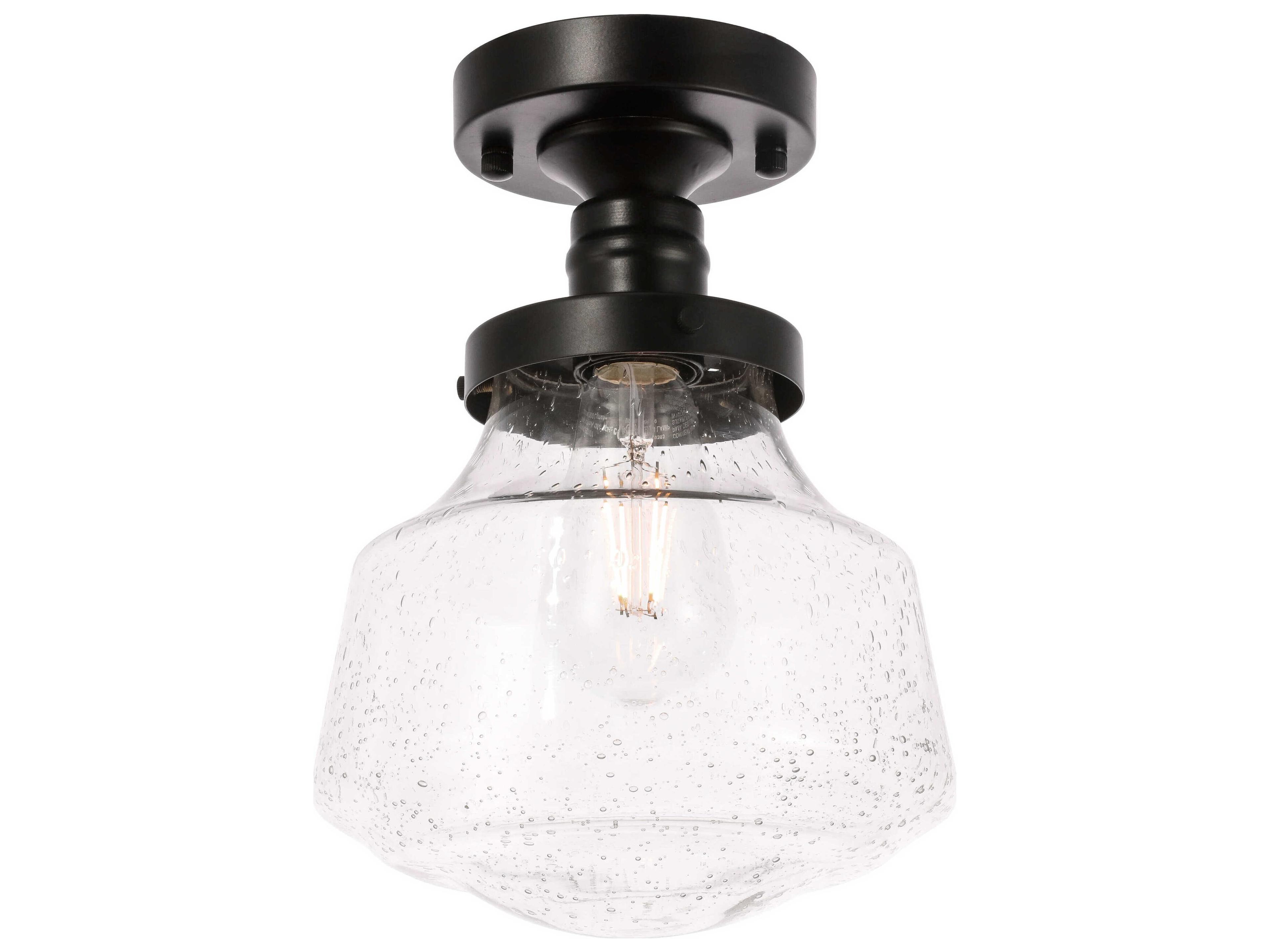 Elegant Lighting Lyle 1-Light Black Glass LED Semi Flush Mount