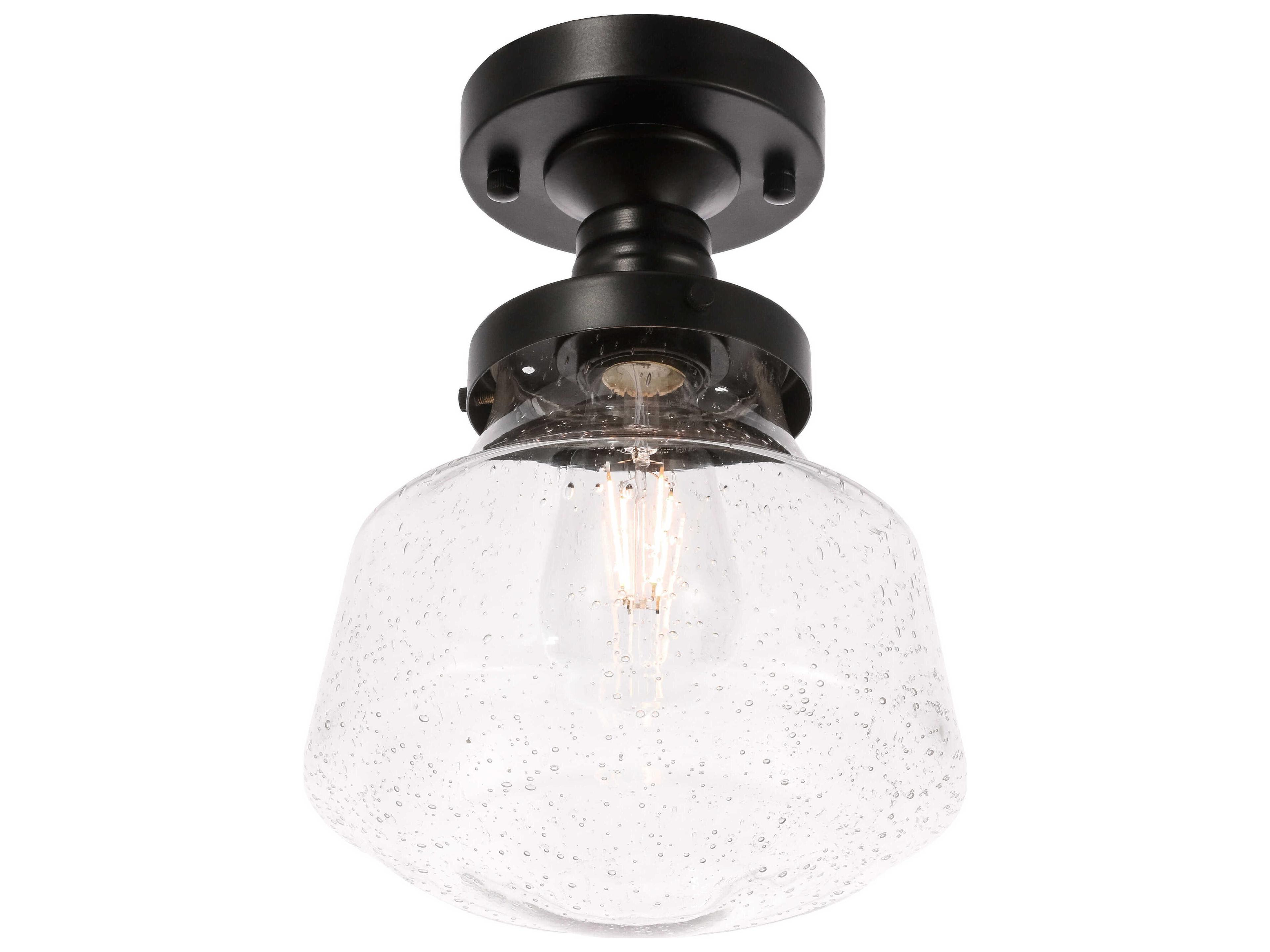 Elegant Lighting Lyle 1-Light Black Glass LED Semi Flush Mount