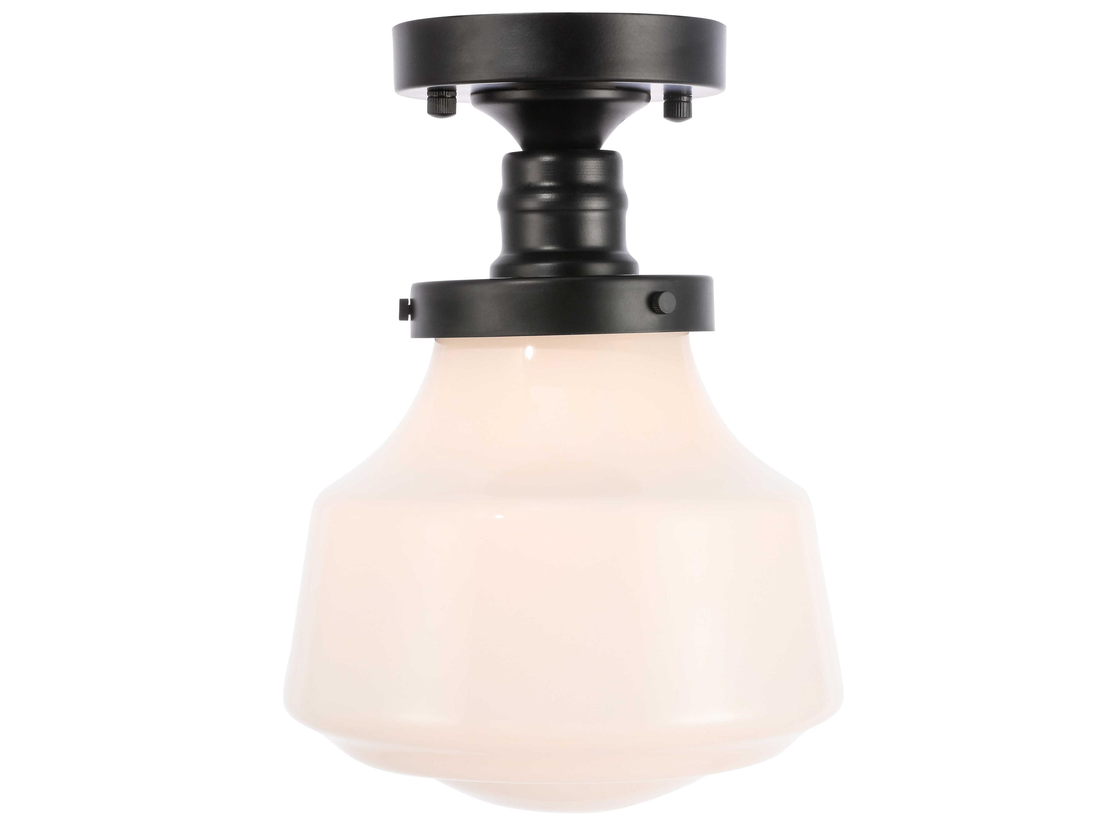 Elegant Lighting Lyle 1-Light Black Glass LED Semi Flush Mount