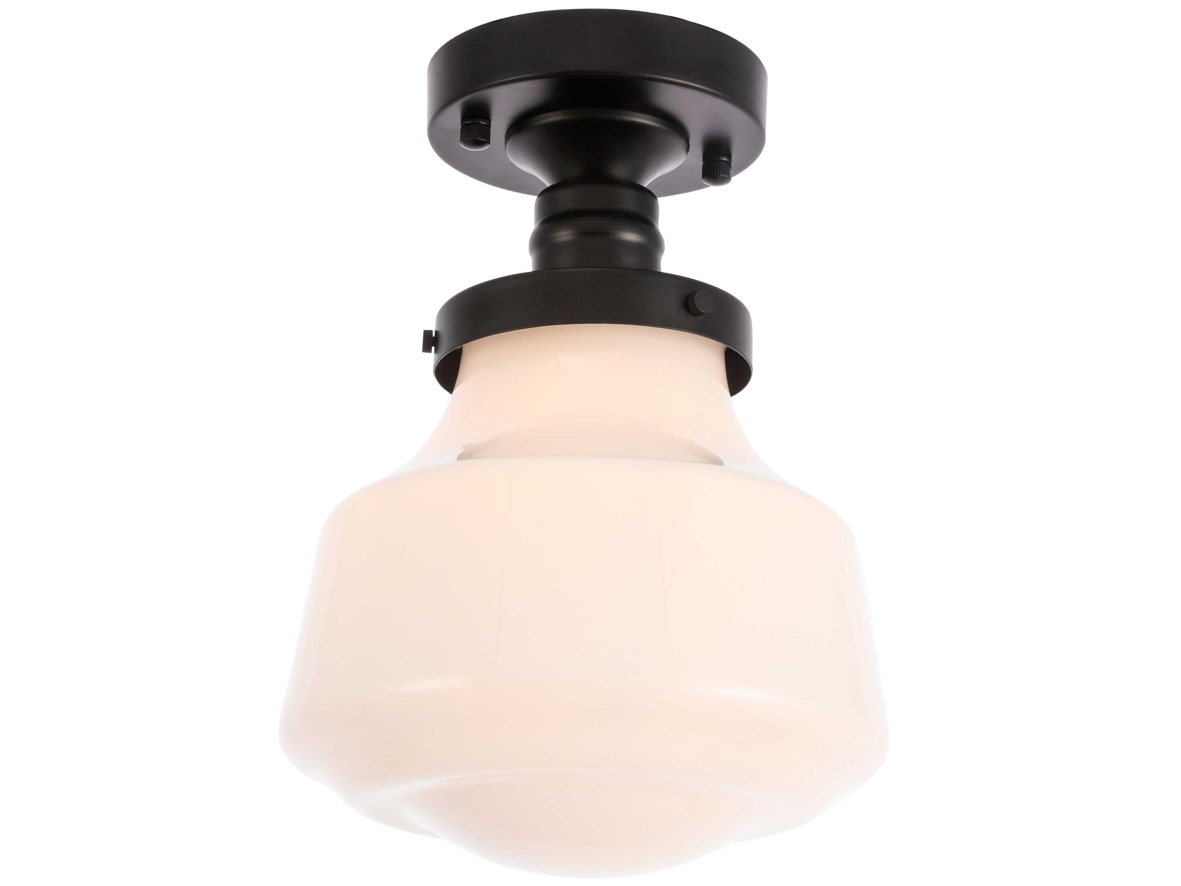Elegant Lighting Lyle 1-Light Black Glass LED Semi Flush Mount