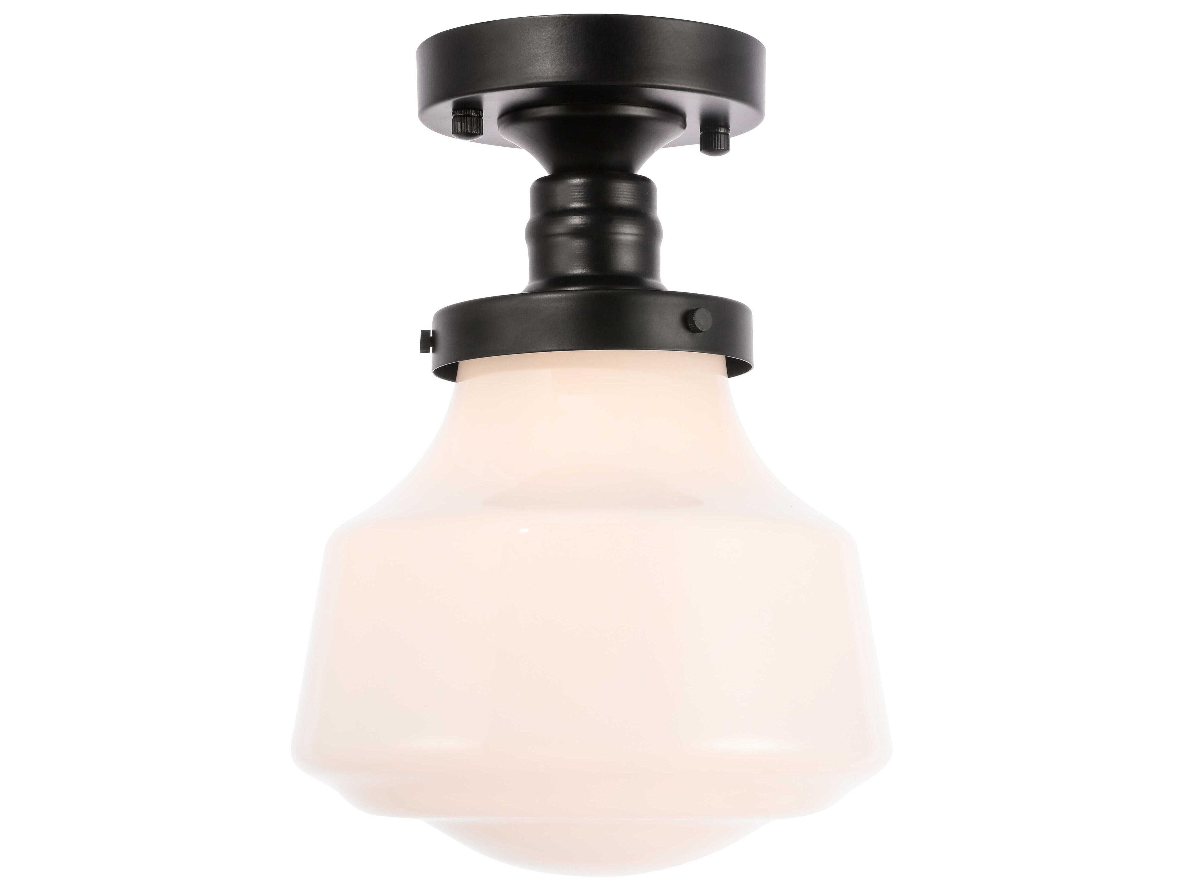 Elegant Lighting Lyle 1-Light Black Glass LED Semi Flush Mount