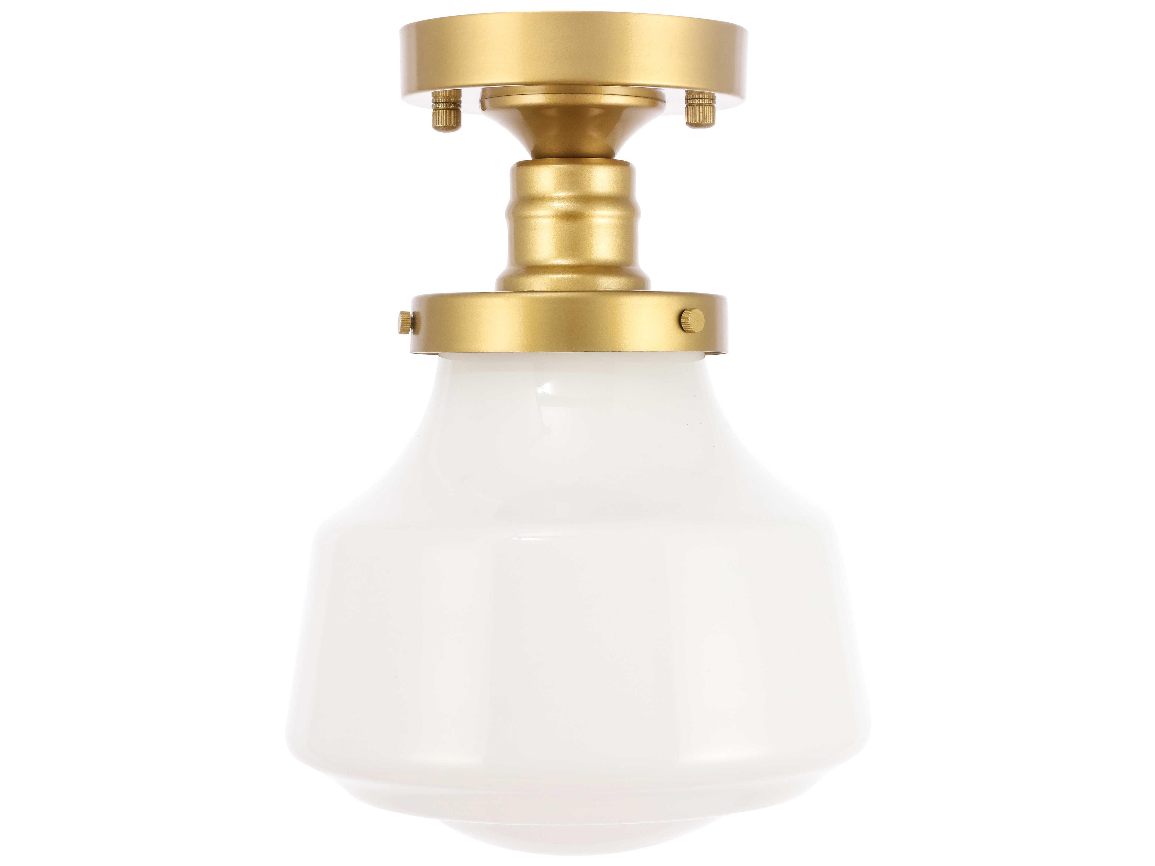 Elegant Lighting Lyle 1-Light Brass Glass LED Semi Flush Mount