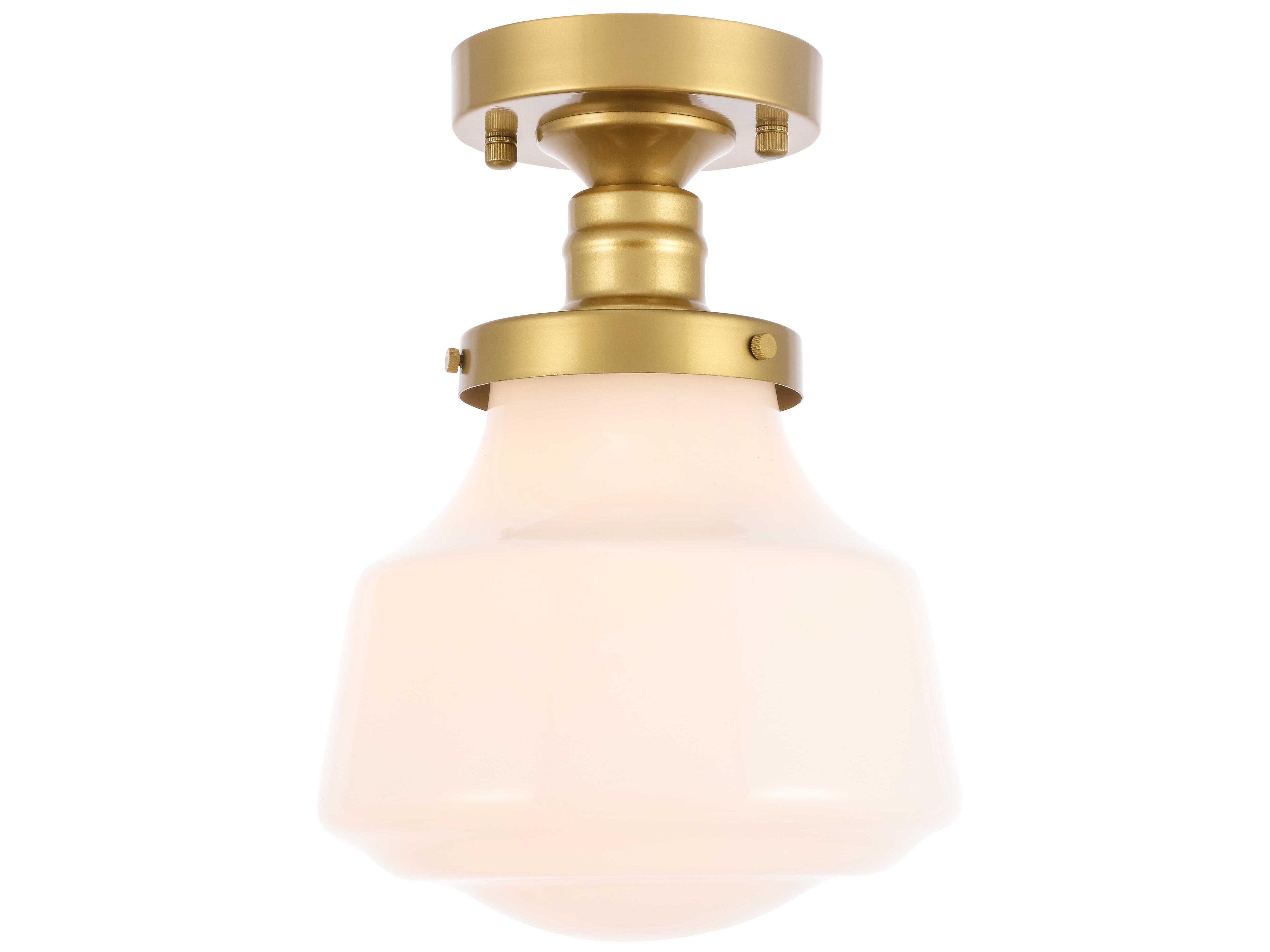 Elegant Lighting Lyle 1-Light Brass Glass LED Semi Flush Mount