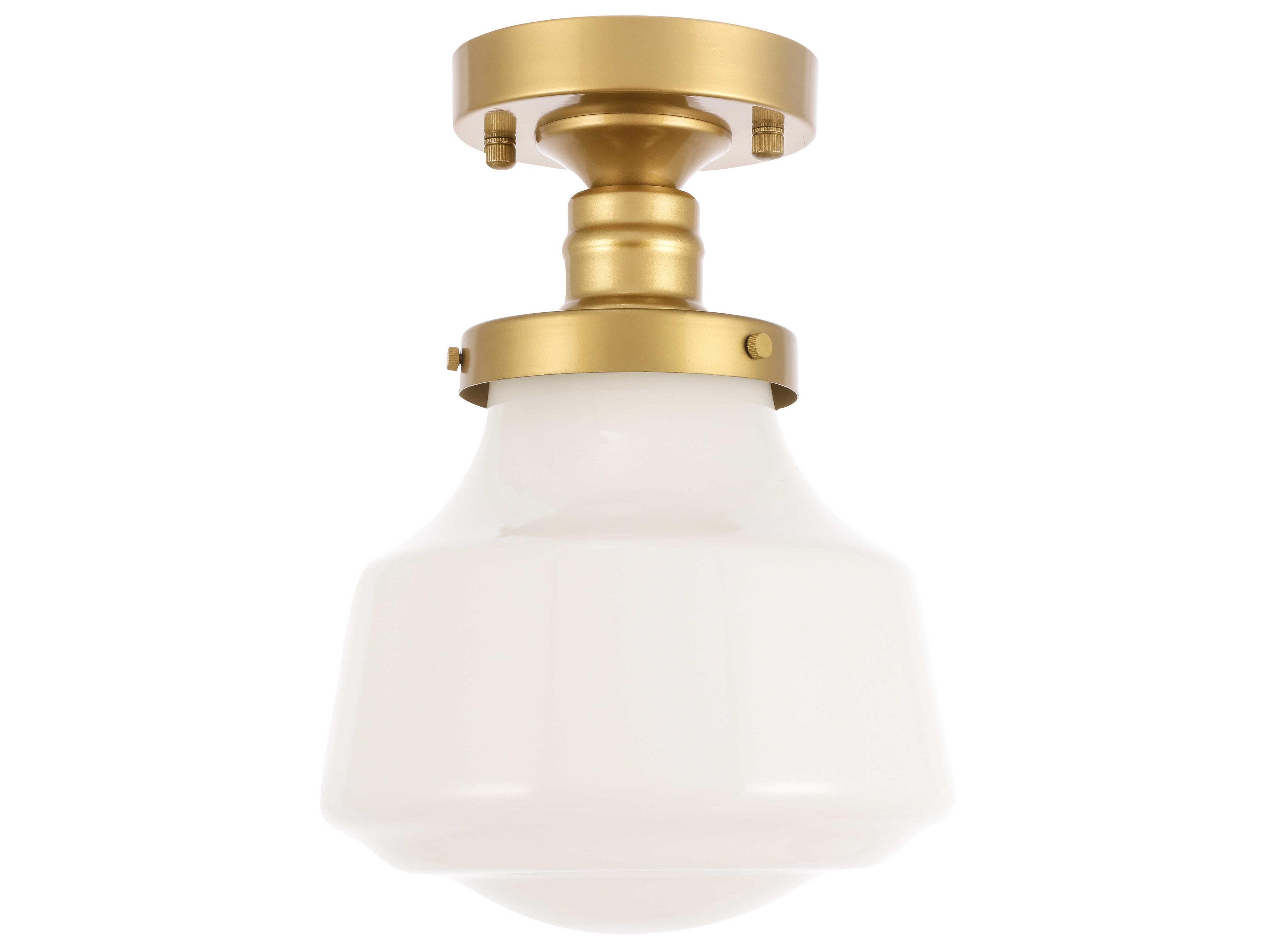 Elegant Lighting Lyle 1-Light Brass Glass LED Semi Flush Mount