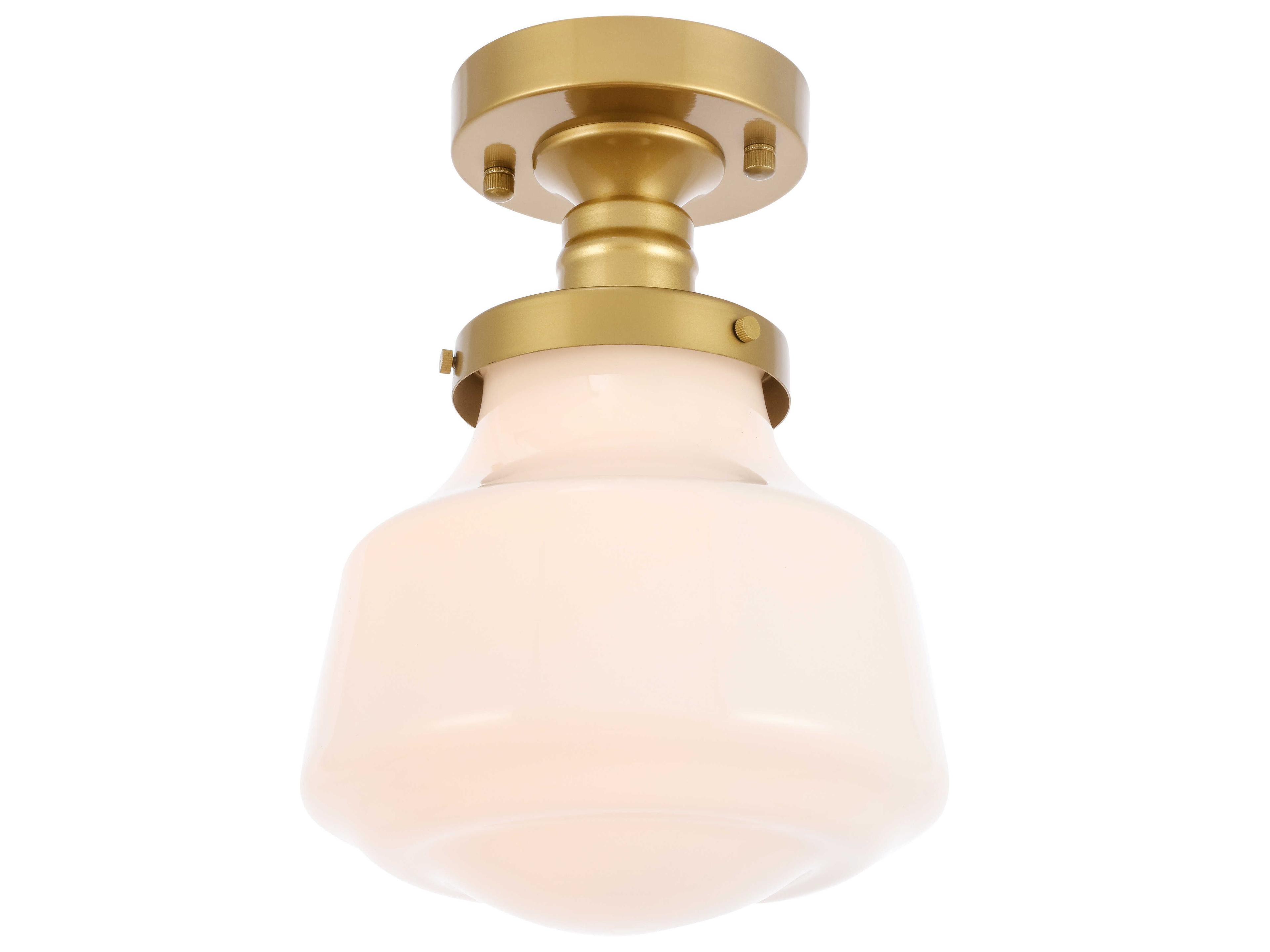 Elegant Lighting Lyle 1-Light Brass Glass LED Semi Flush Mount