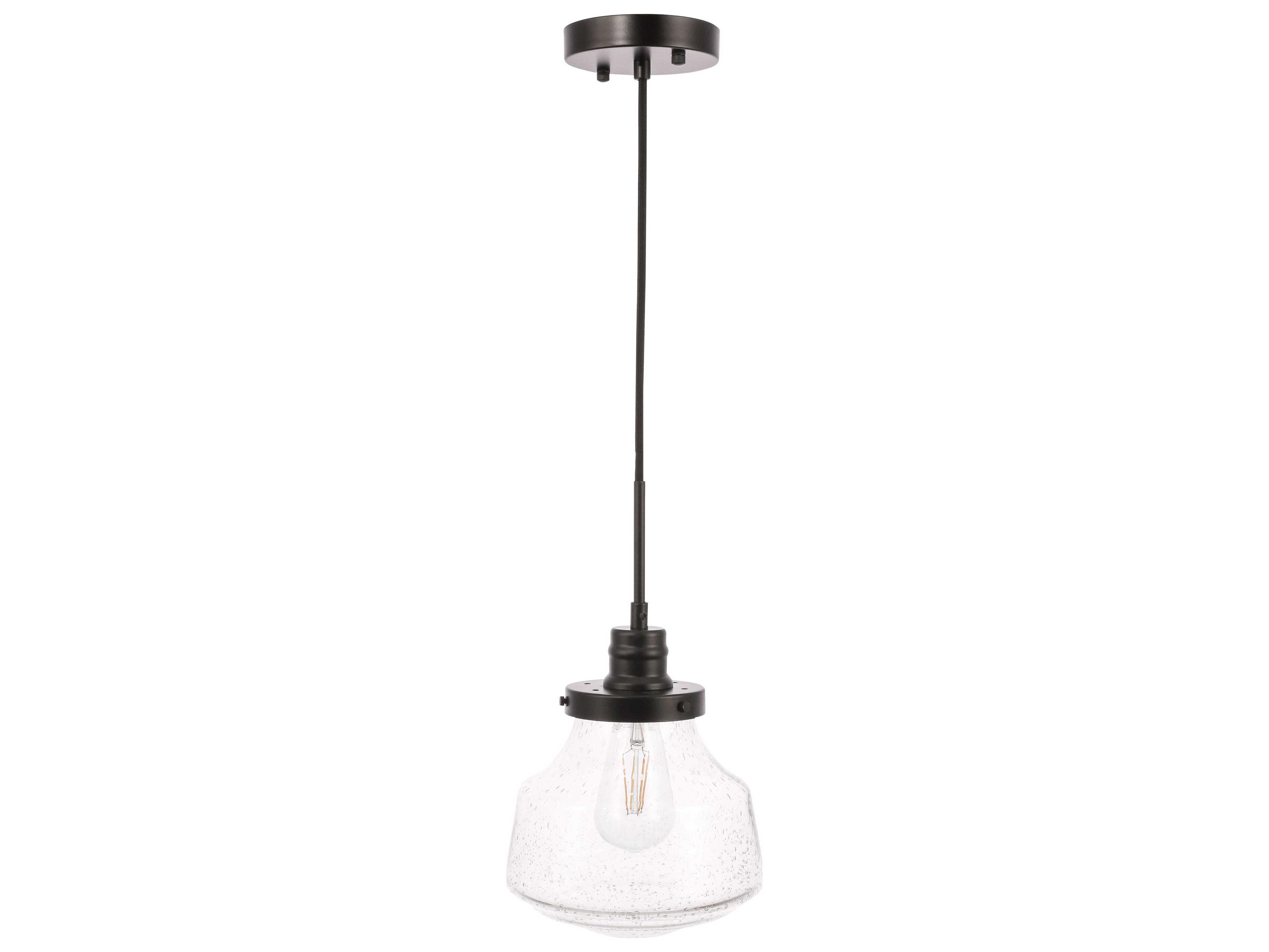 Elegant Lighting Lyle 1-Light Black Glass Mini Pendant
