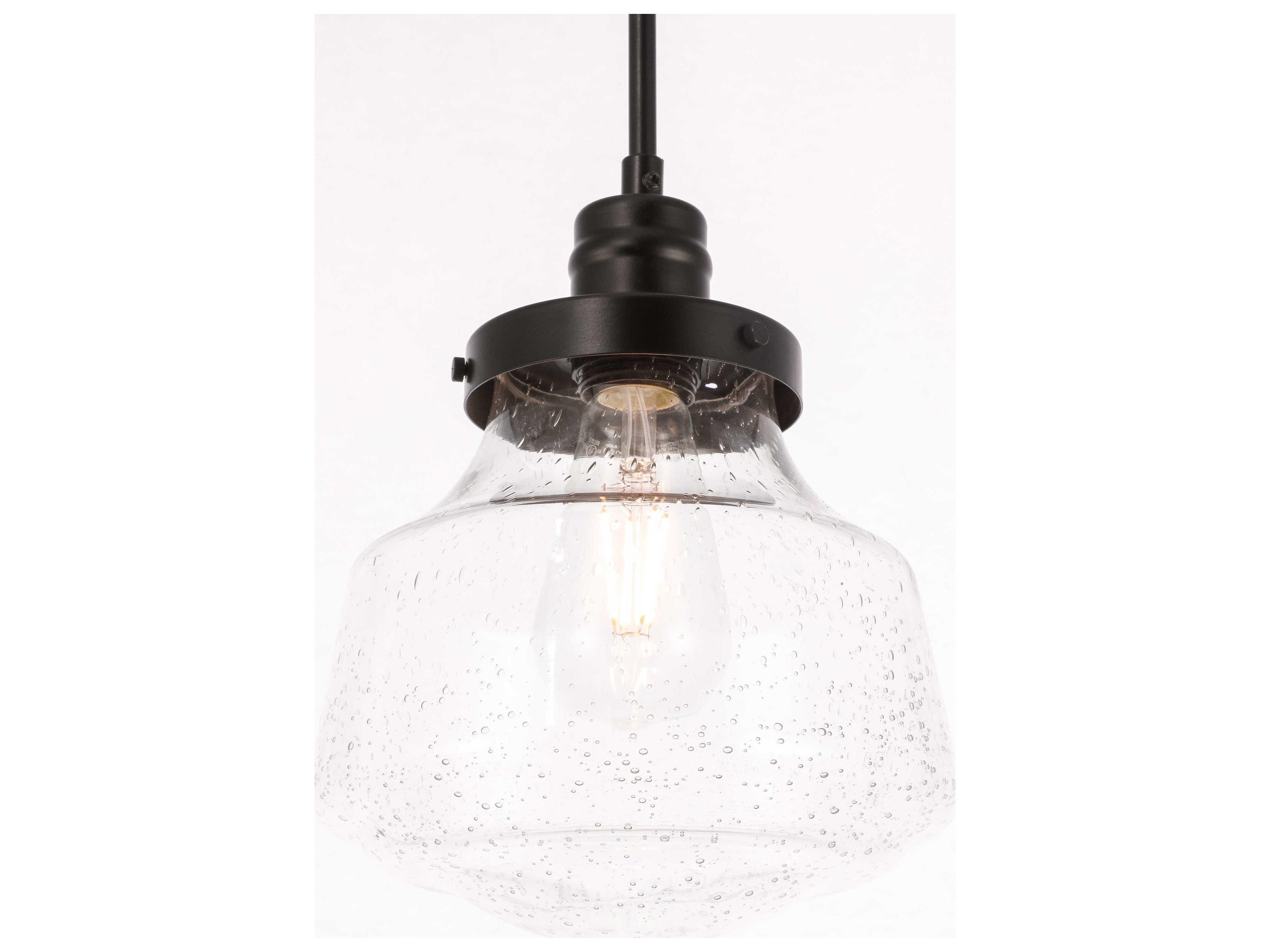 Elegant Lighting Lyle 1-Light Black Glass Mini Pendant