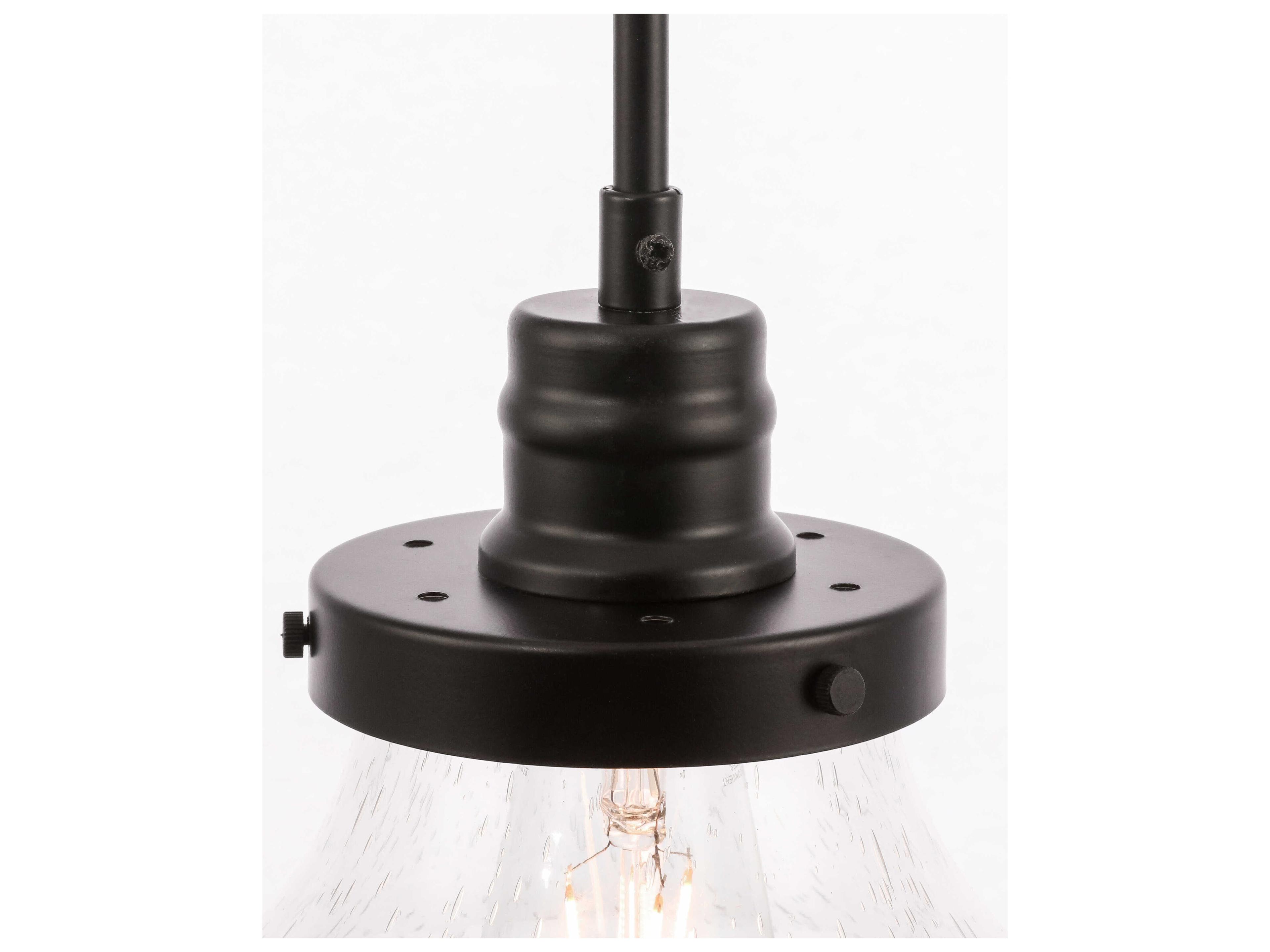 Elegant Lighting Lyle 1-Light Black Glass Mini Pendant